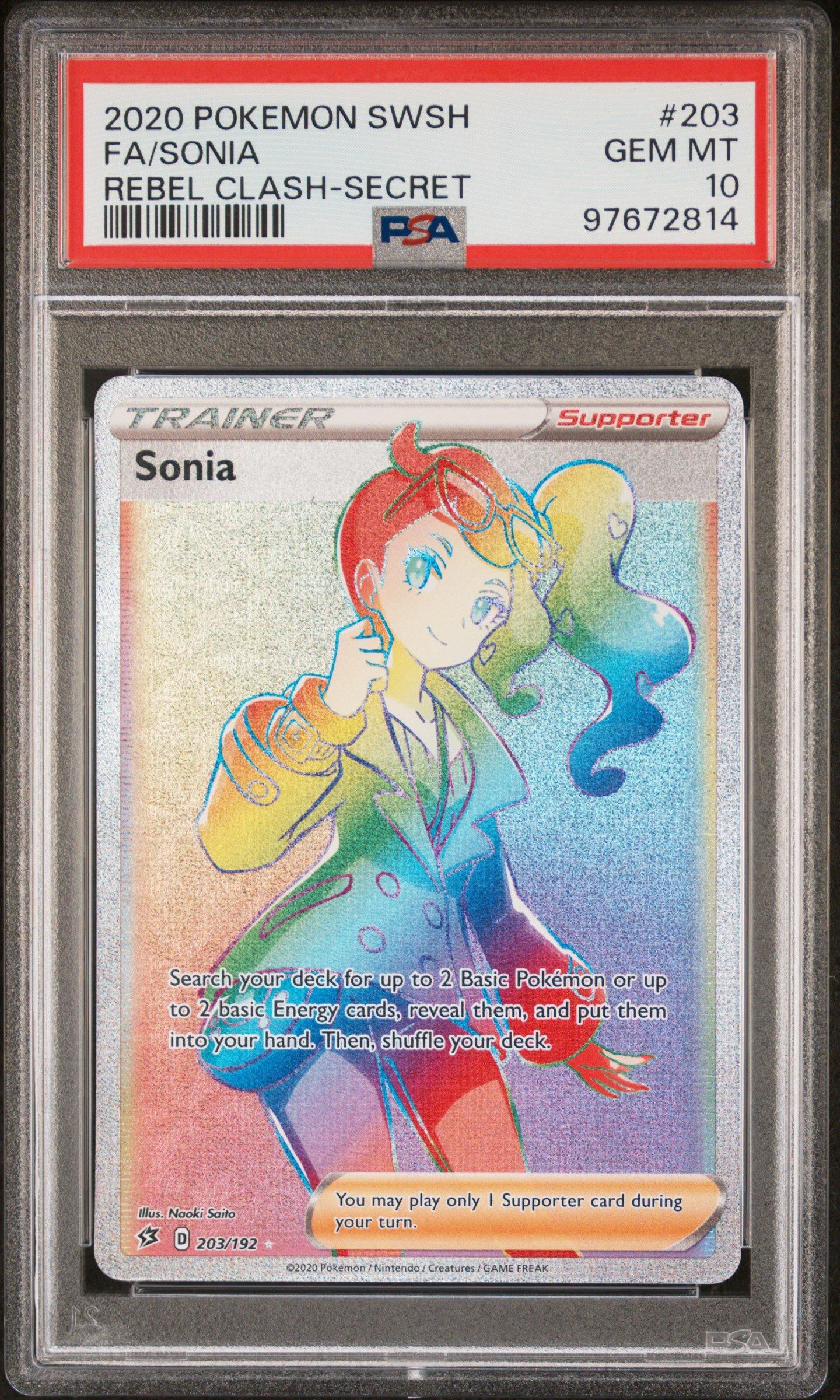 2020 Pokemon Sword & Shield Rebel Clash 203 Full Art/sonia Secret