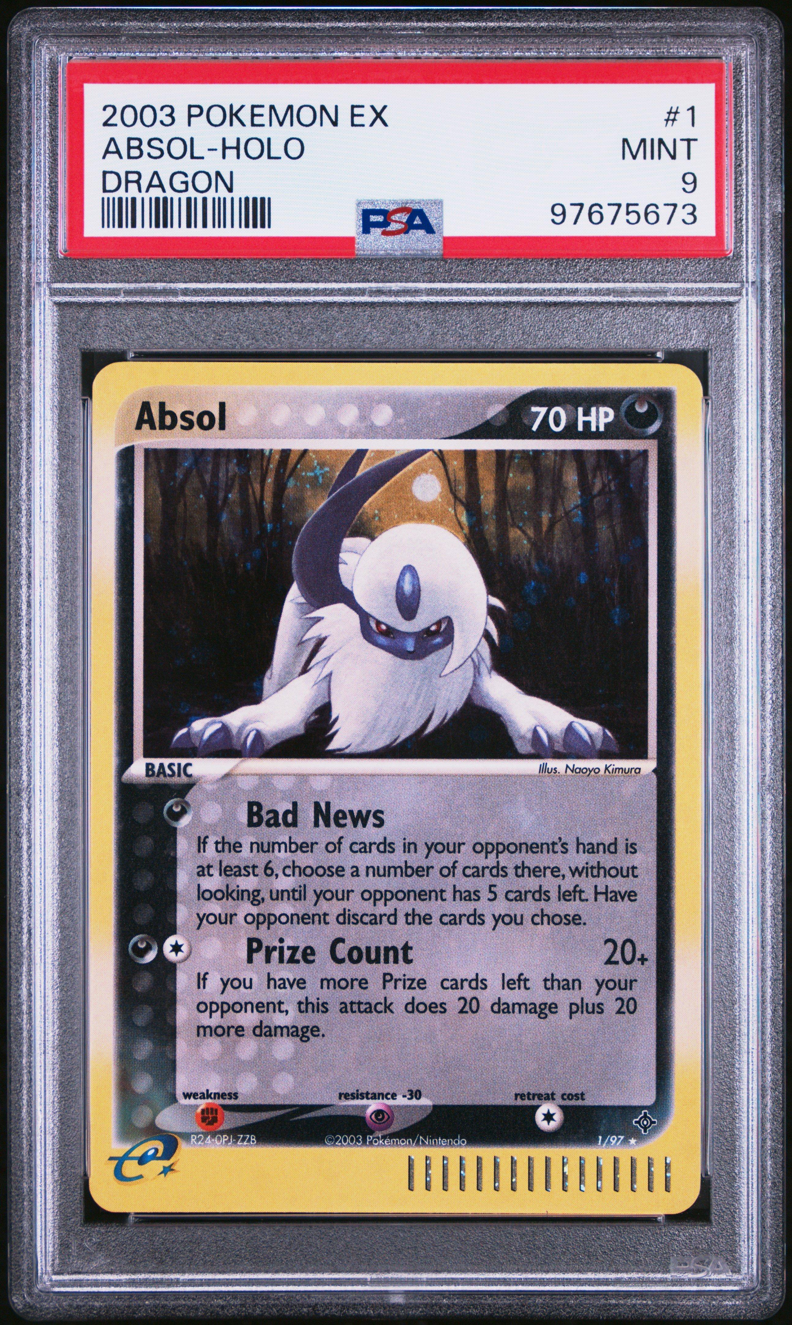 2003 Pokemon Ex Dragon 1 Absol-holo PSA 9