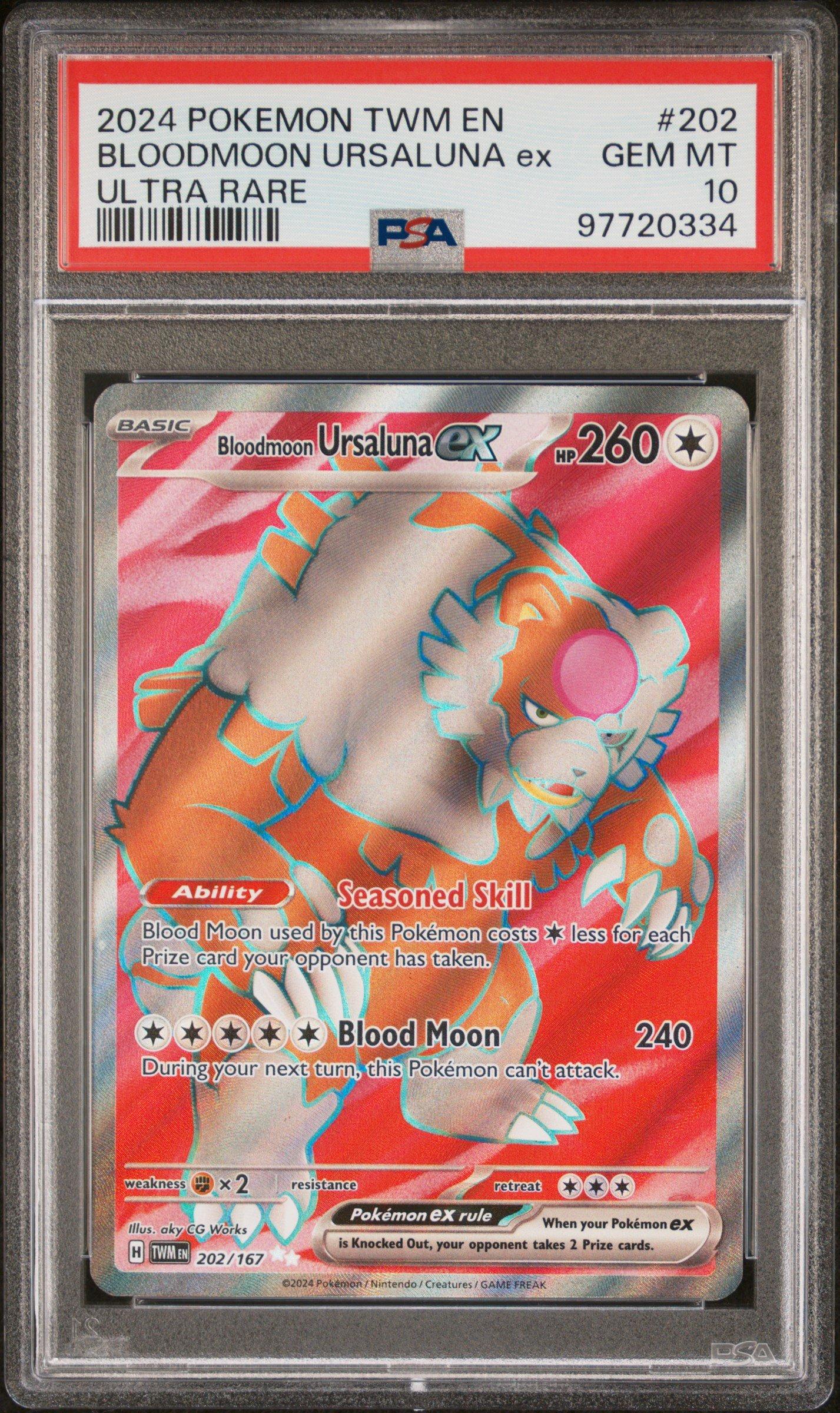 2024 Pokemon Twm En-twilight Masquerade 202 Bloodmoon Ursaluna Ex Ultra Rare PSA 10