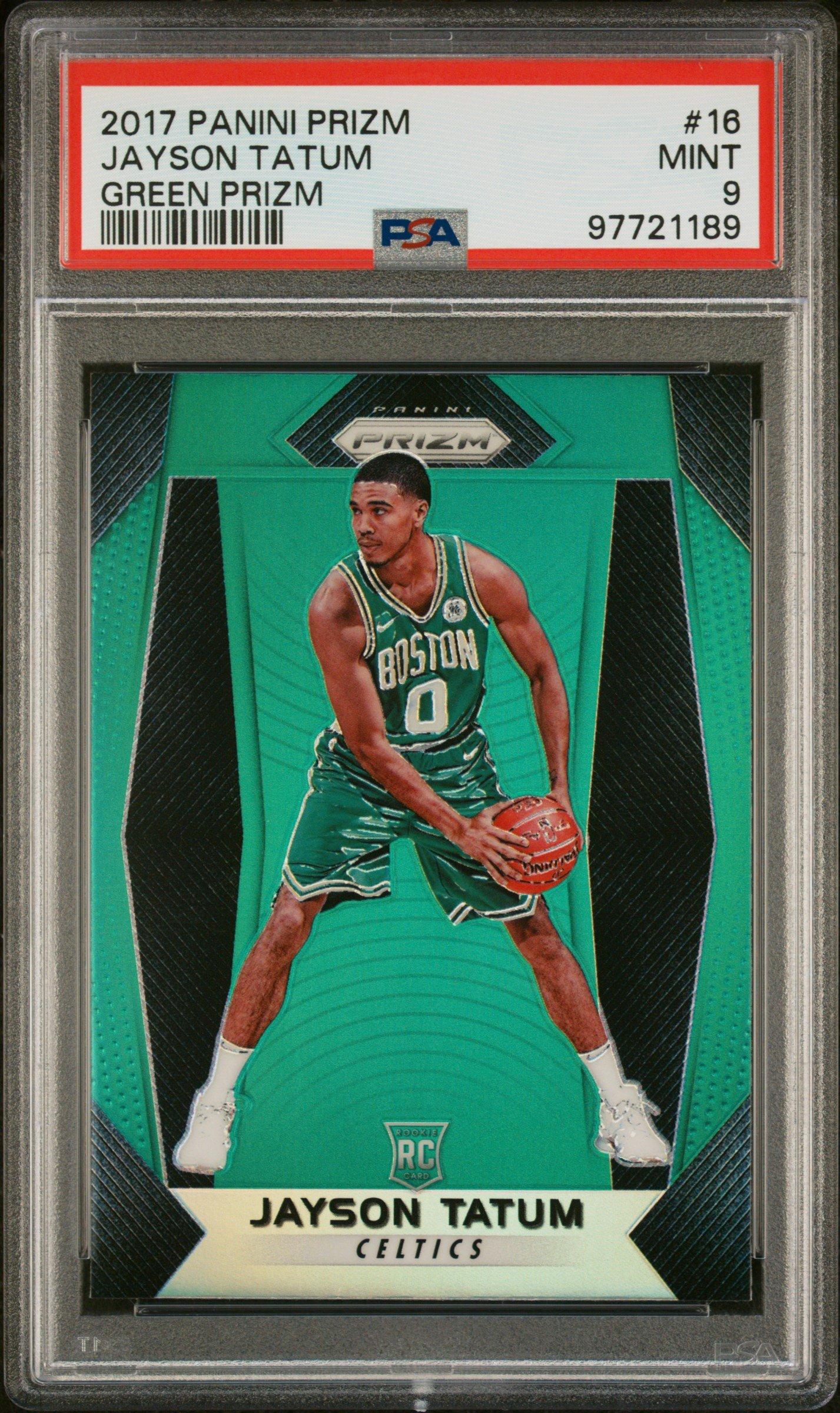 2017 Panini Prizm 16 Jayson Tatum Green Prizm PSA 9 Graded Card