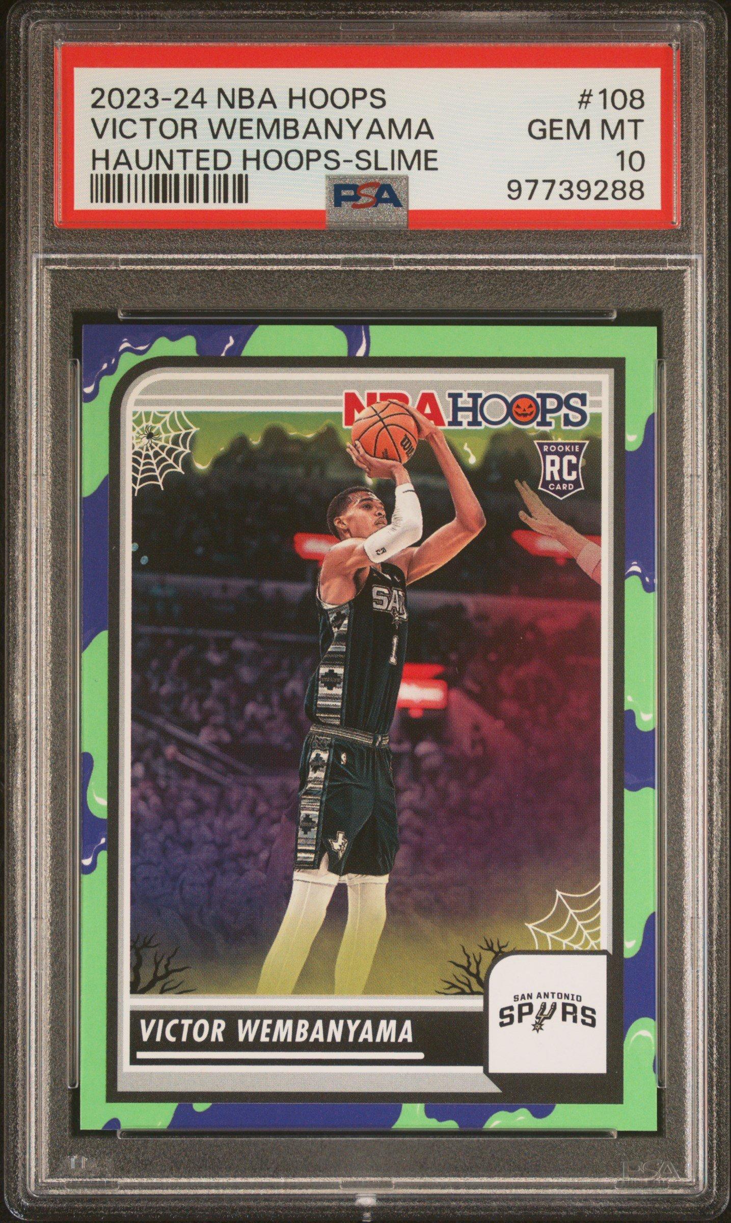 2023 Panini Haunted Hoops 108 Victor Wembanyama Slime PSA 10