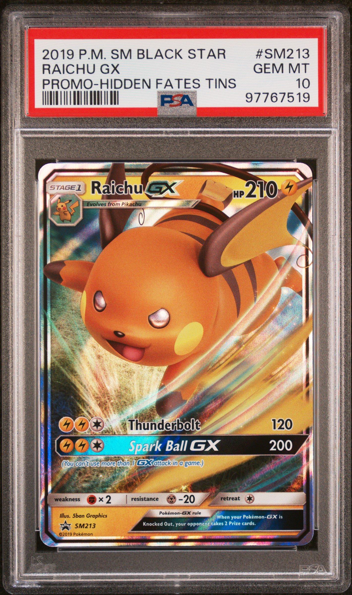 2019 Pokemon Sm Black Star Promo Sm213 Raichu Gx Hidden Fates Tins