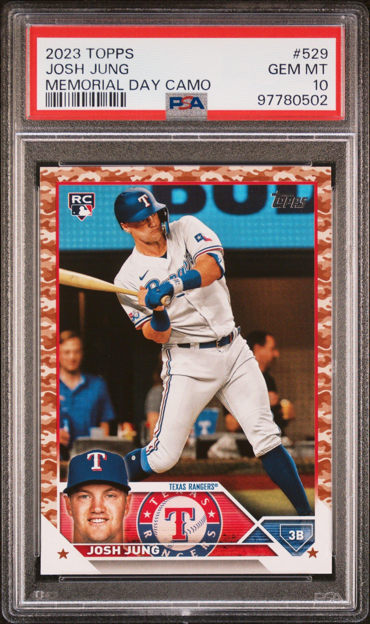 2023 Topps 529 Josh Jung Memorial Day Camo PSA 10