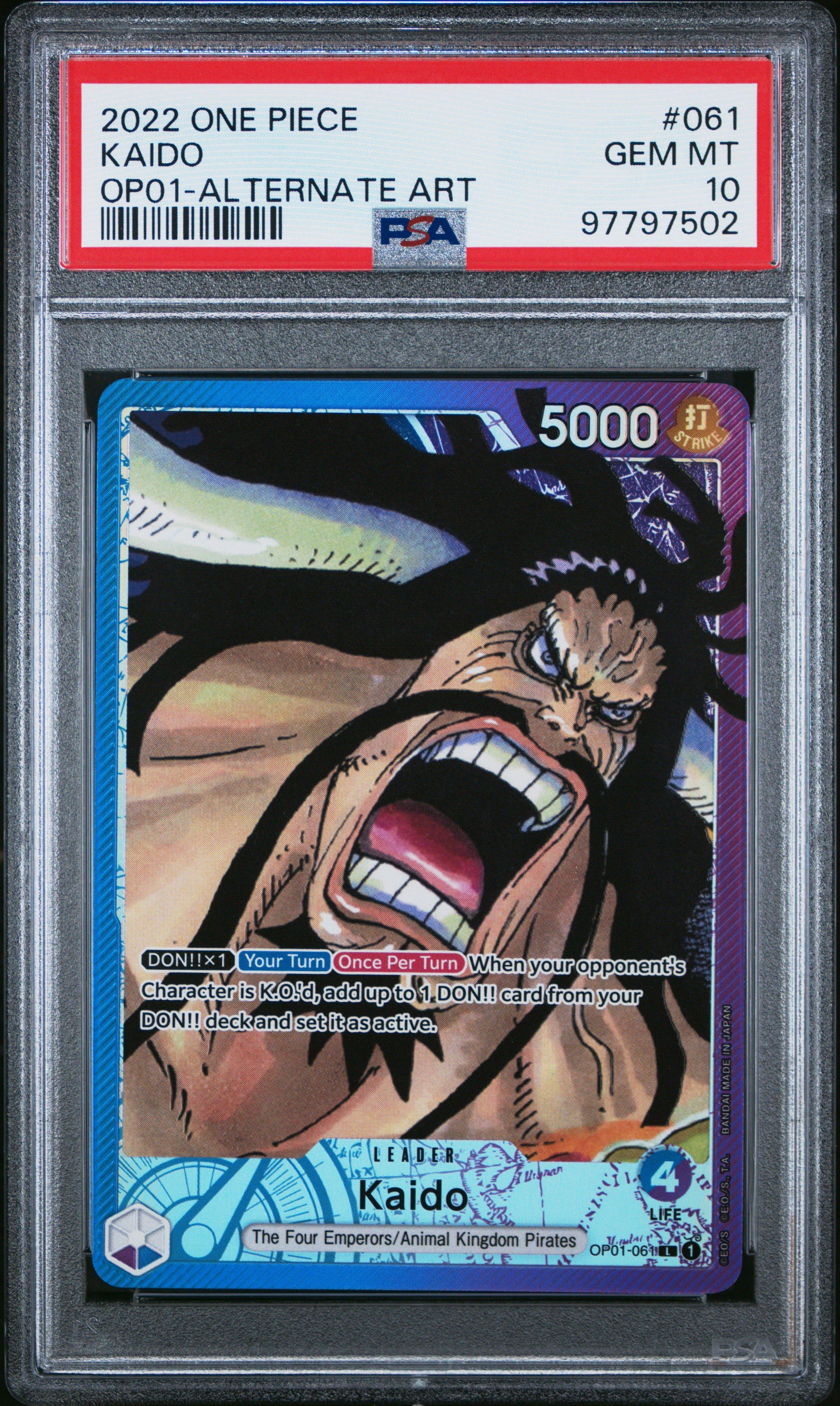 2022 One Piece Romance Dawn 061 Kaido Alternate Art PSA 10