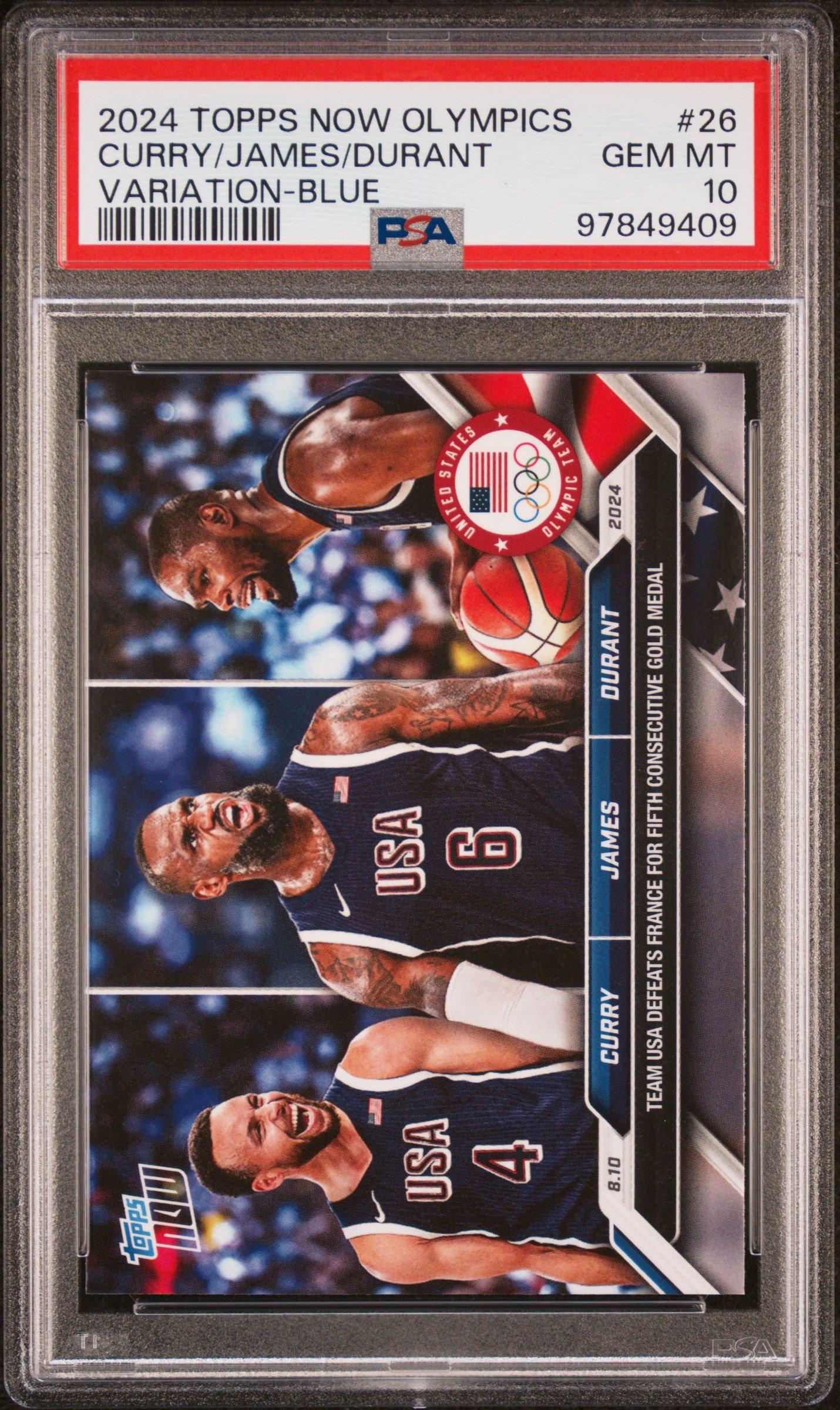 2024 Topps Now Olympic Games 26 Kevin Durant/lebron James/steph Curry Variation-blue PSA 10