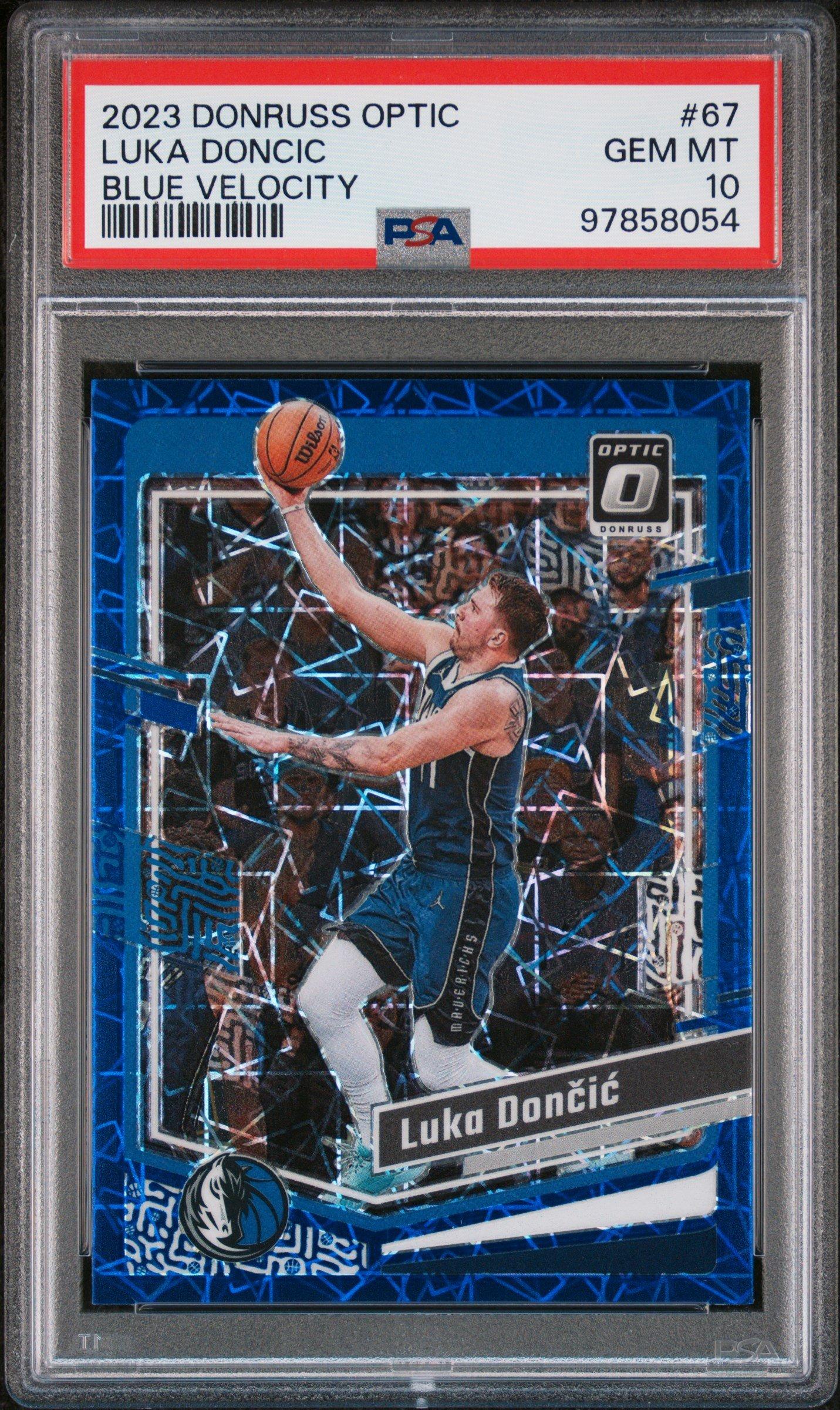 2023 Panini Donruss Optic 67 Luka Doncic Blue Velocity PSA 10