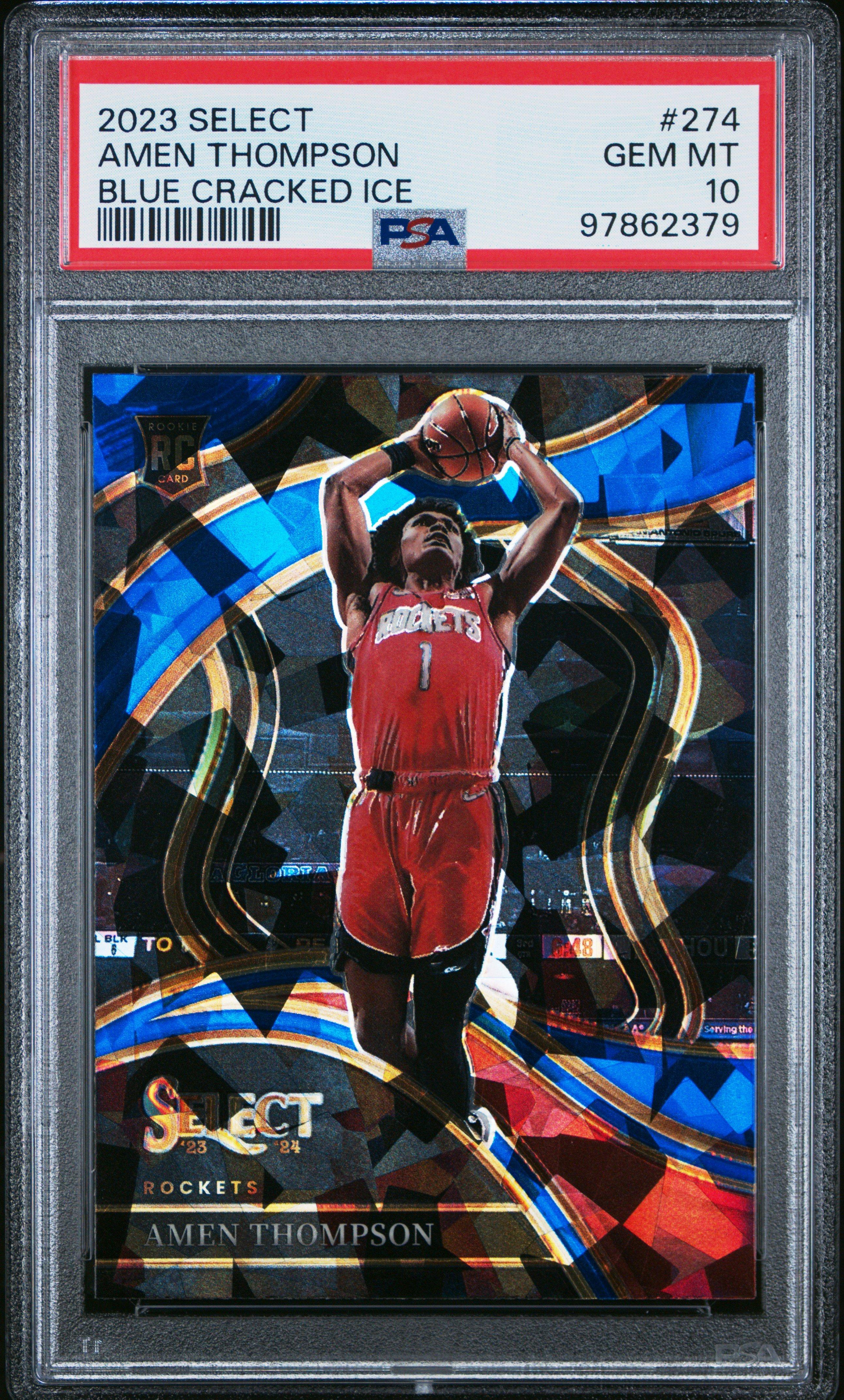 2023 Panini Select 274 Amen Thompson Blue Cracked Ice PSA 10