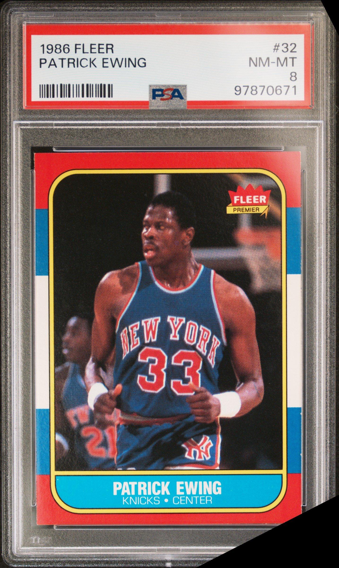 1986 Fleer 32 Patrick Ewing PSA 8