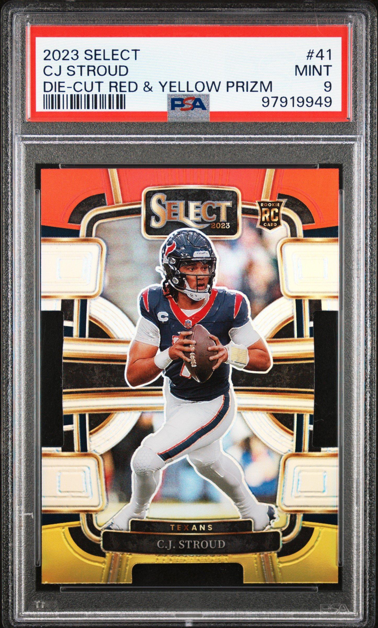 2023 Panini Select 41 Cj Stroud Die-cut Red & Yellow Prizm PSA 9