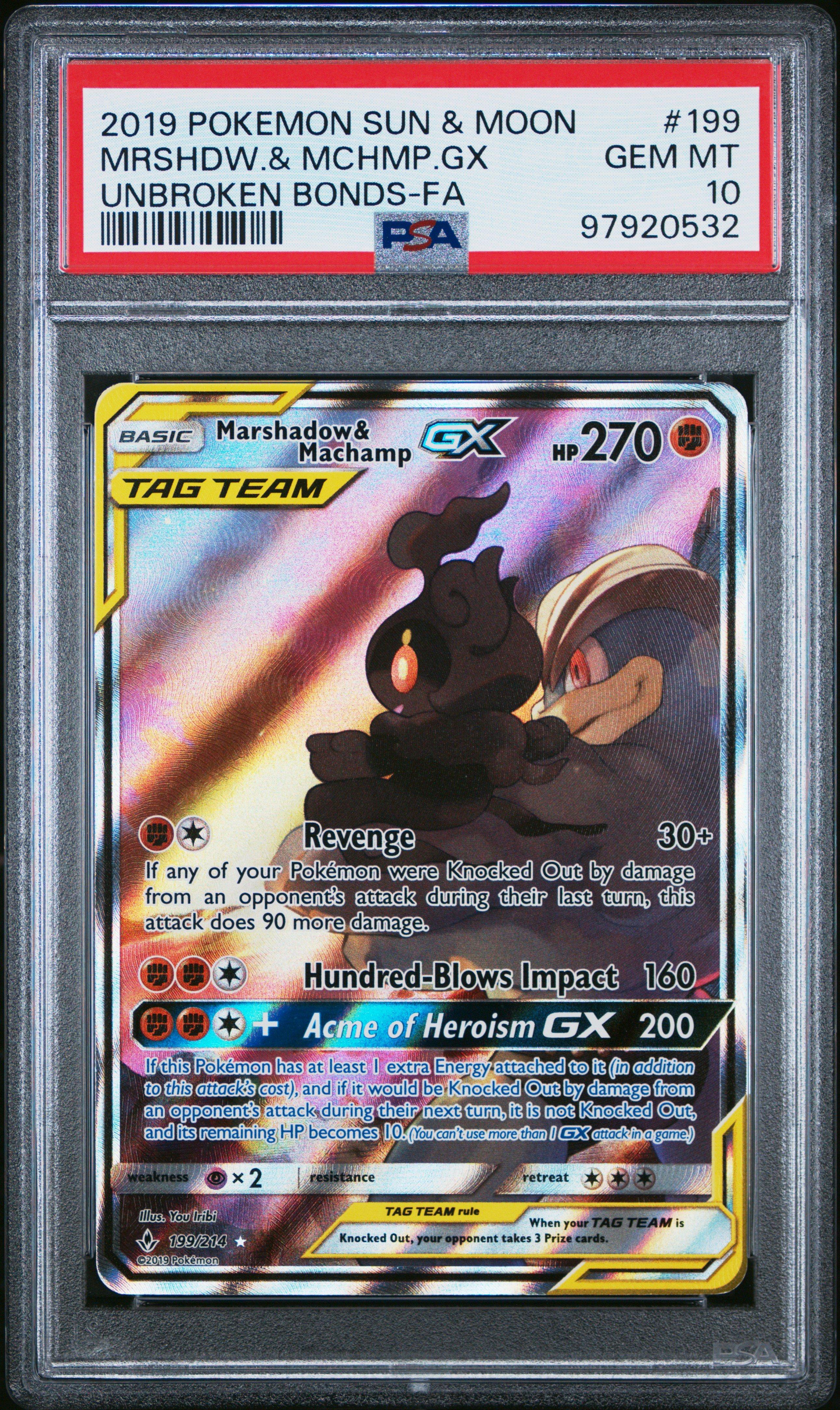 2019 Pokemon Sun & Moon Unbroken Bonds 199 Full Art/marshadow & Machamp Gx  PSA 10 Graded Card | GameStop