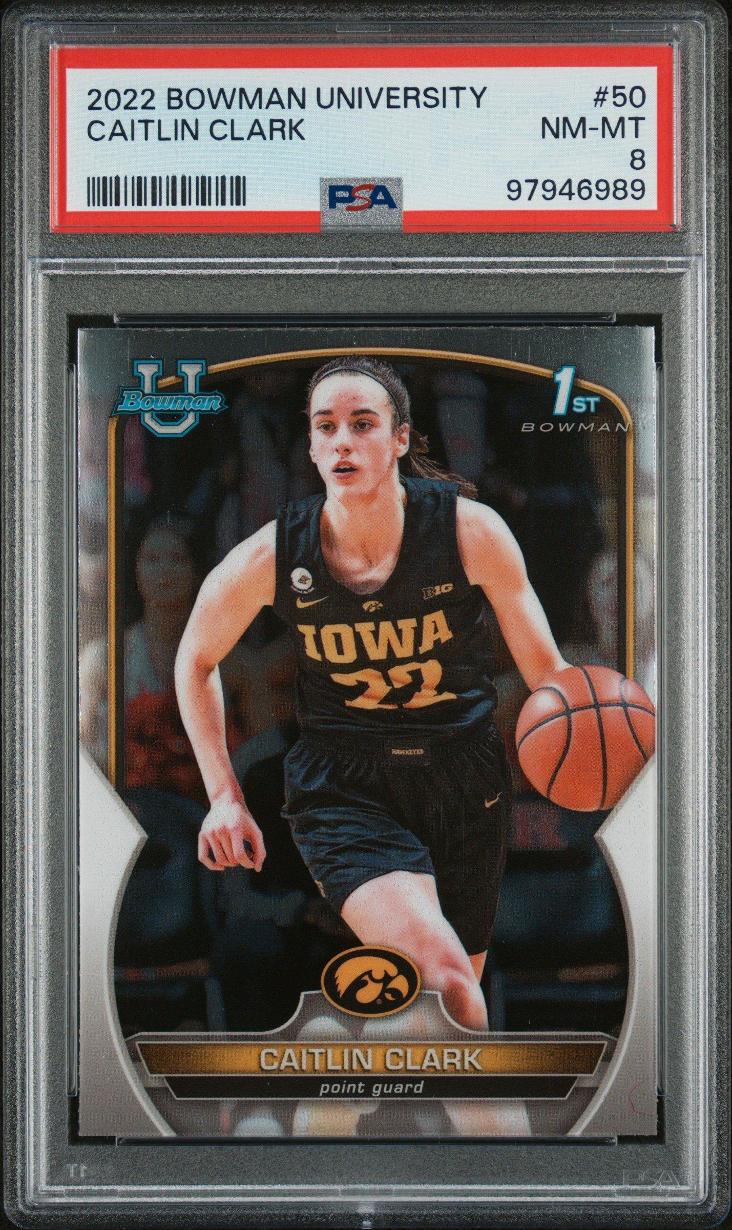 2022 Bowman Chrome University 50 Caitlin Clark PSA 8