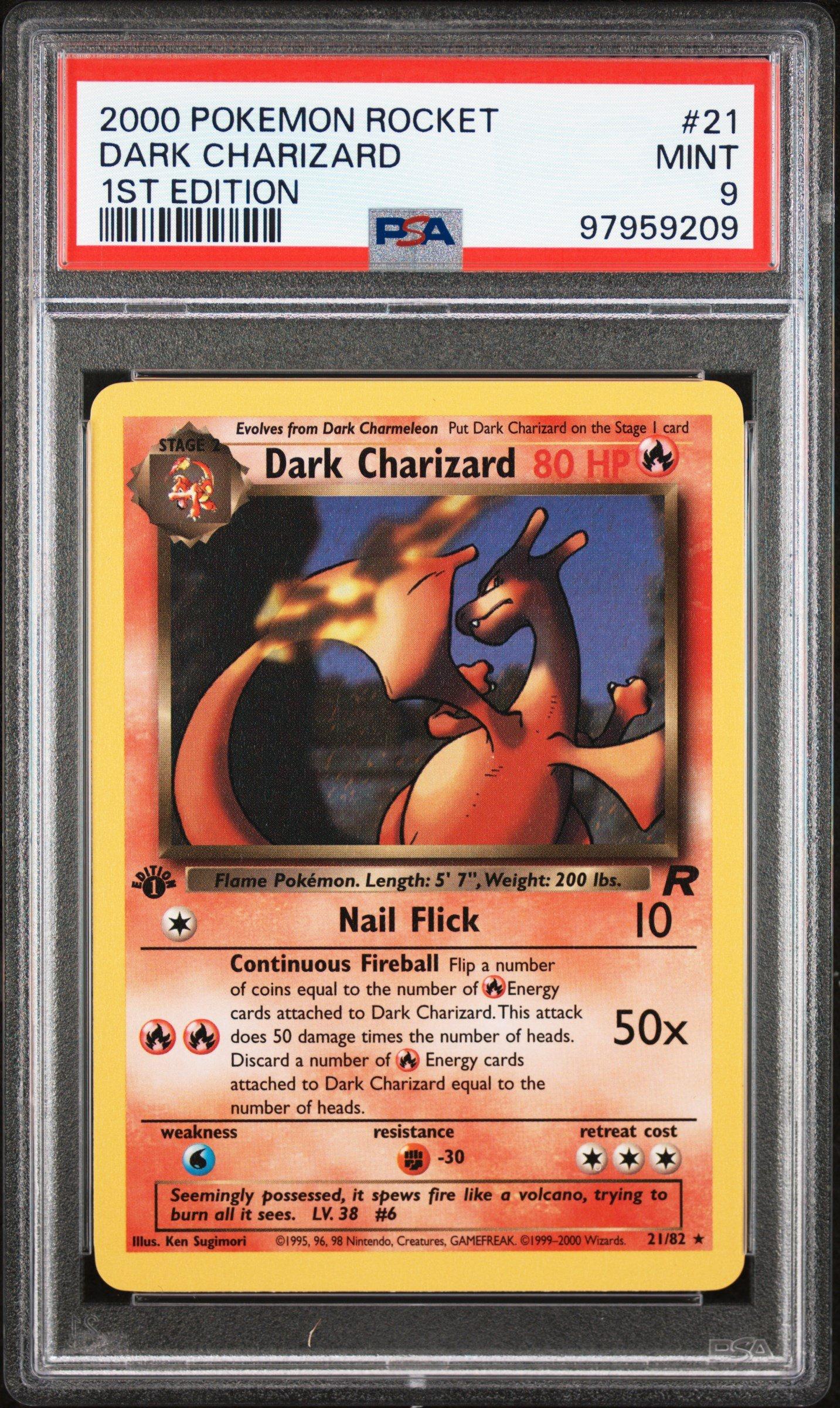 2000 Pokemon Rocket 21 Dark Charizard 1st Edition PSA 9 Graded