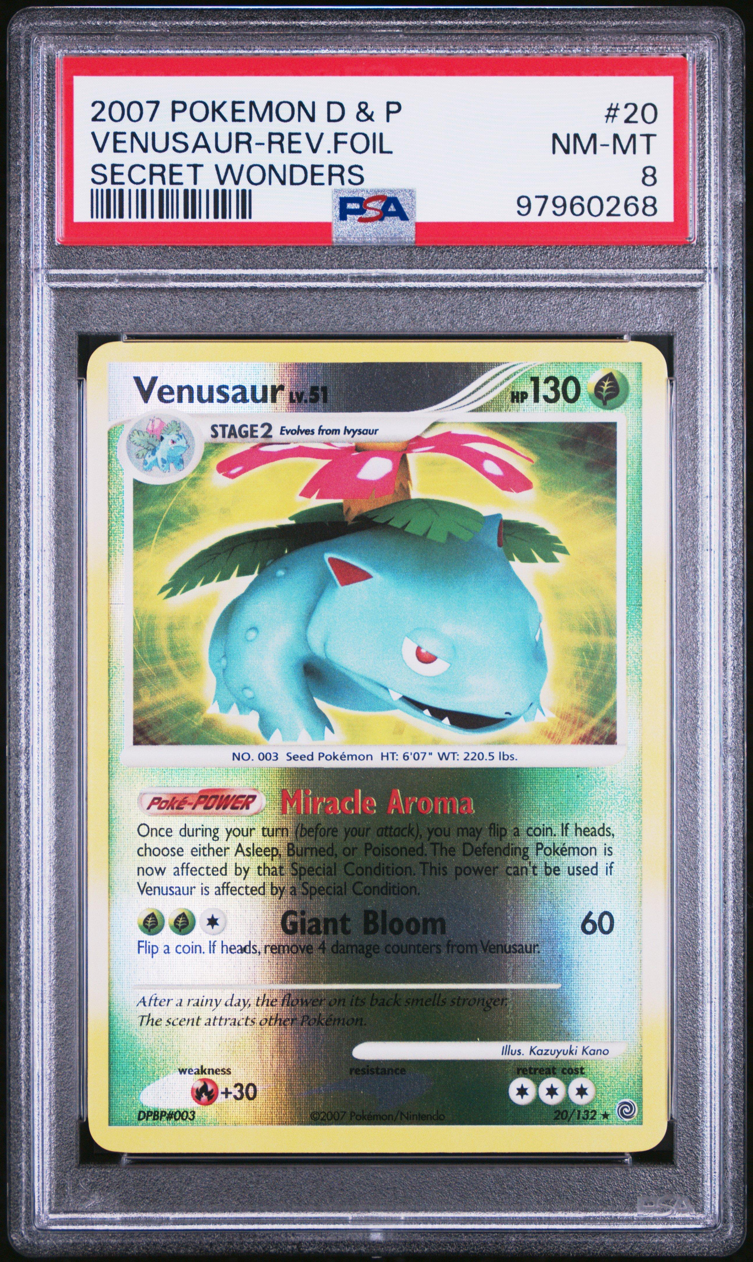 2007 Pokemon Diamond & Pearl Secret Wonders 20 Venusaur-reverse Foil PSA 8