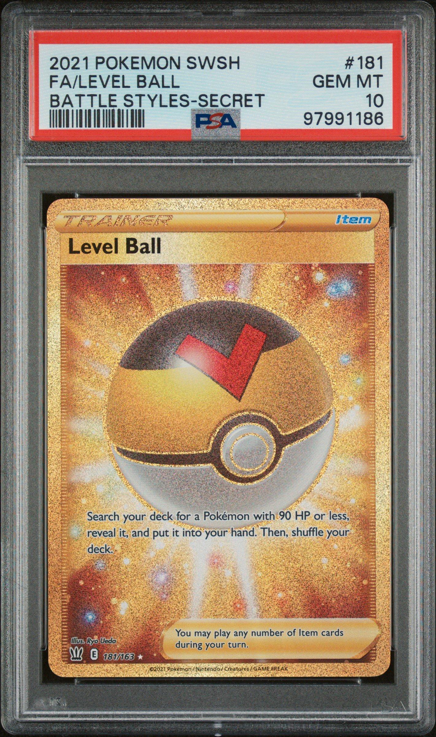 2021 Pokemon Sword & Shield Battle Styles 181 Full Art/level Ball Secret  PSA 10