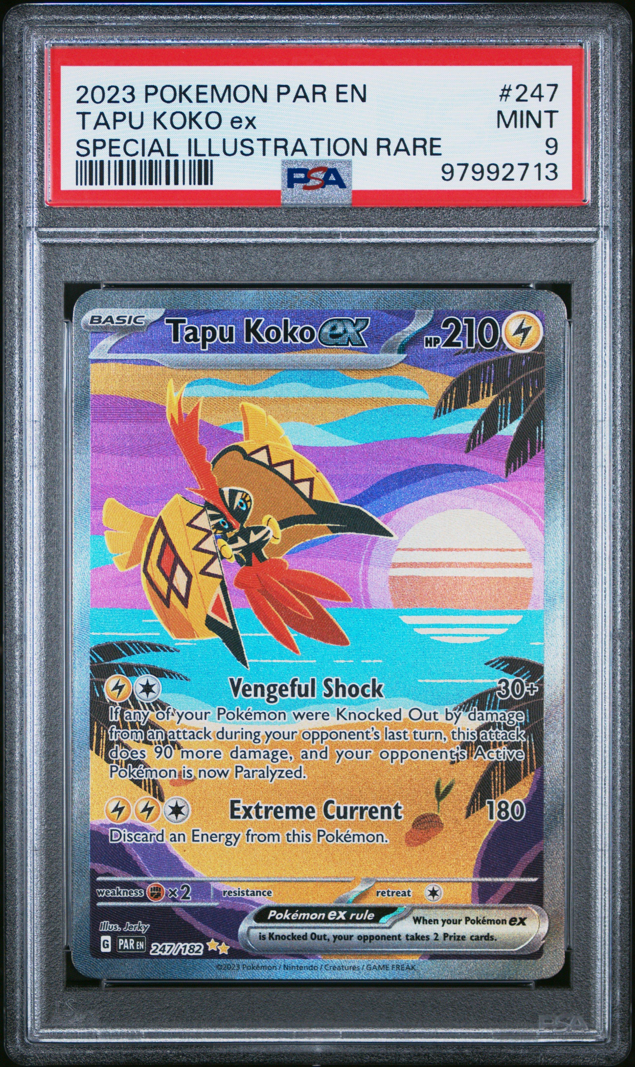 pokemon card tapu koko V - 72/202 - Sword & Shield Colorless Mach Bolt (120) Weakness Fighting 2 Resistance Metal 2023 Pokemon Par En-paradox Rift