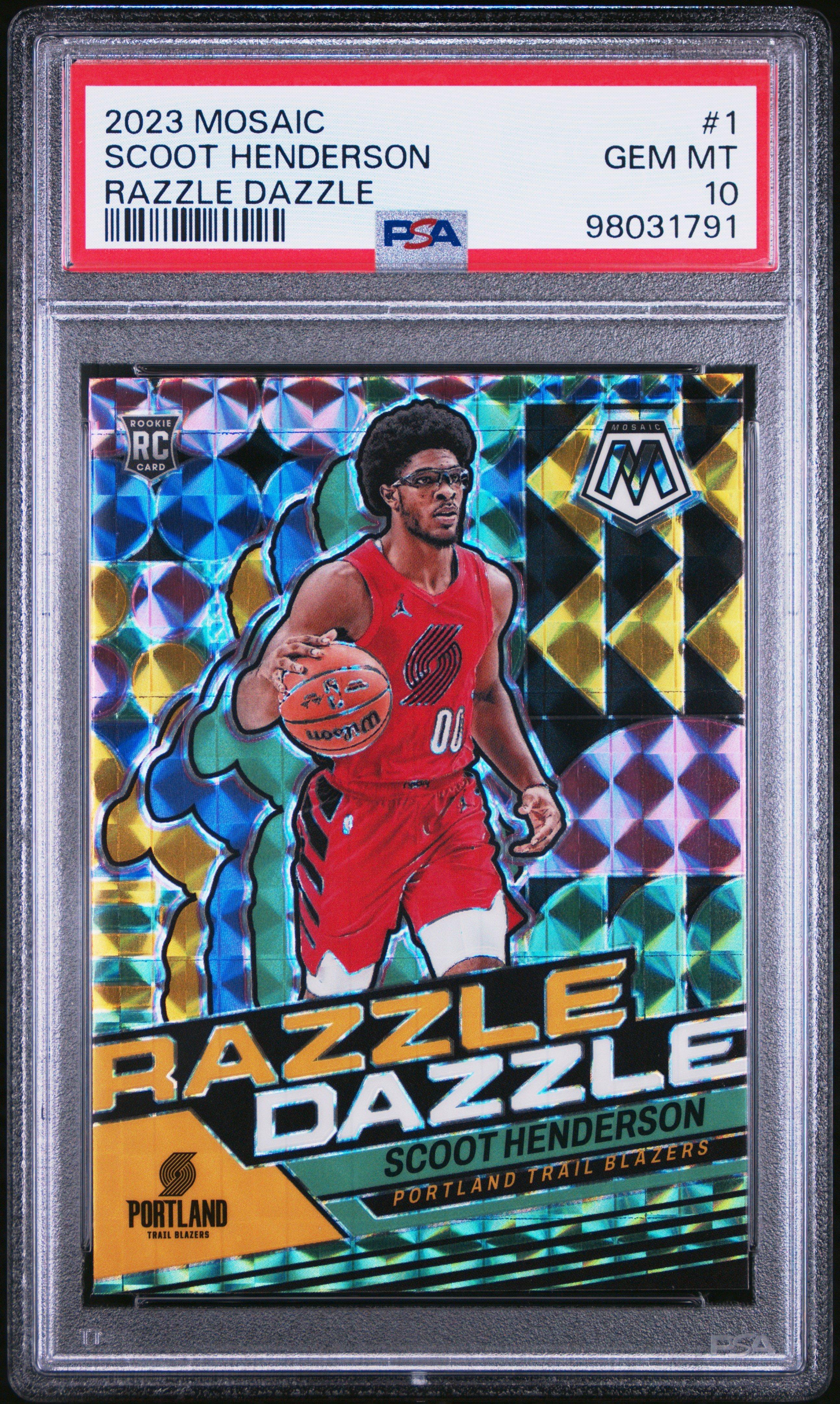2023 Panini Mosaic Razzle Dazzle 1 Scoot Henderson PSA 10