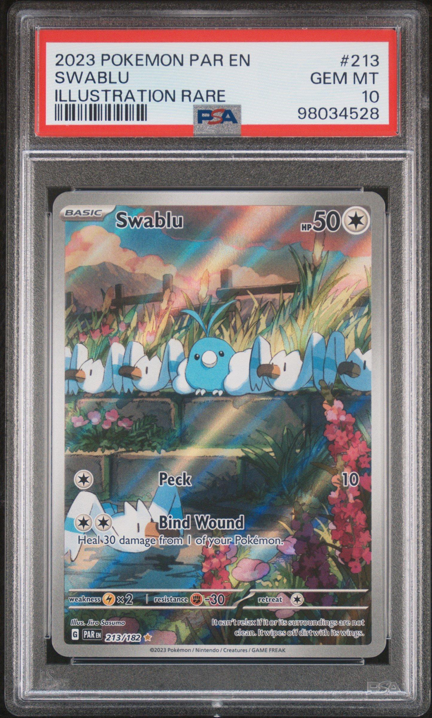 2023 Pokemon Par En-paradox Rift 213 Swablu Illustration Rare PSA