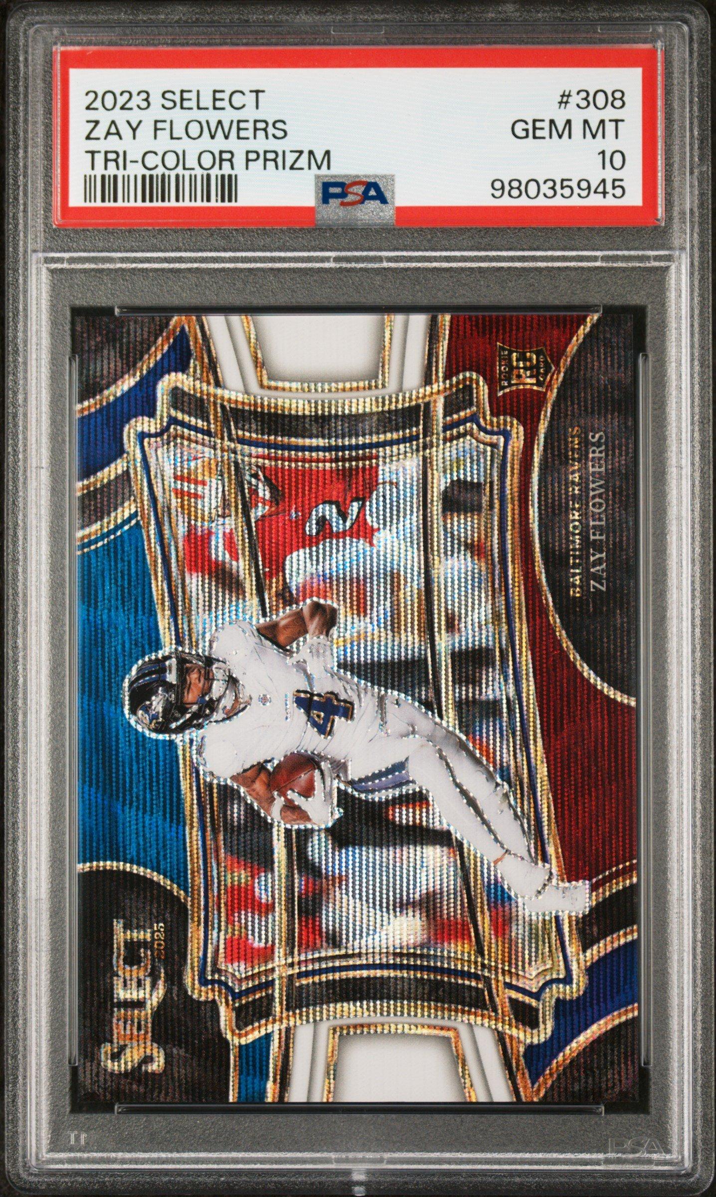 2023 Panini Select 308 Zay Flowers Tri-color Prizm PSA 10