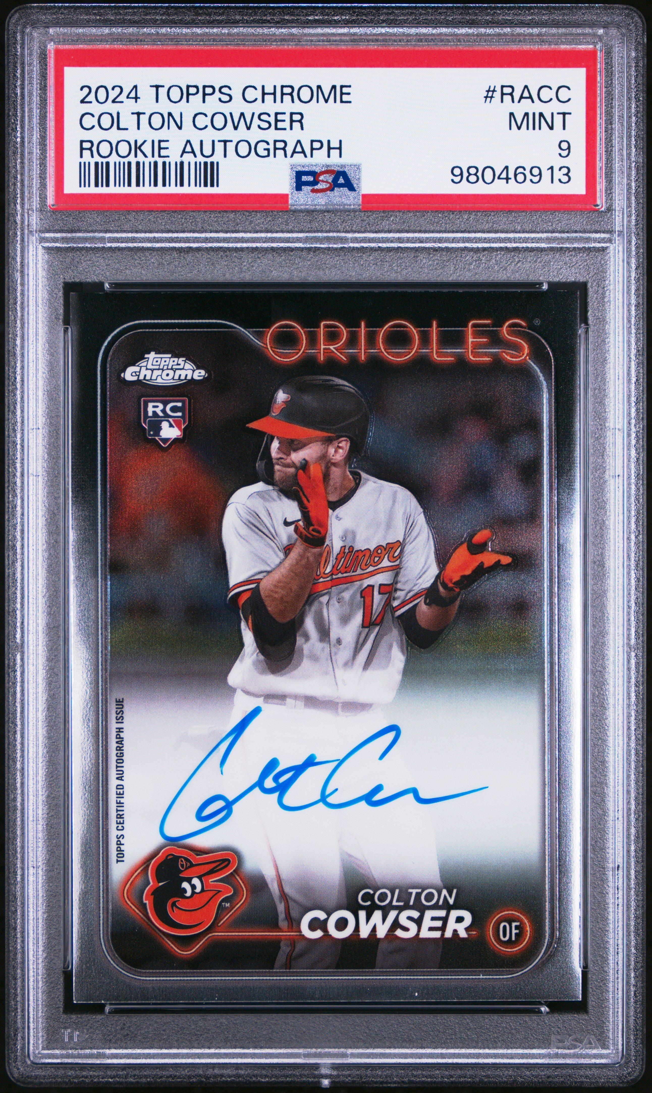 2024 Topps Chrome Rookie Autographs Racc Colton Cowser PSA 9
