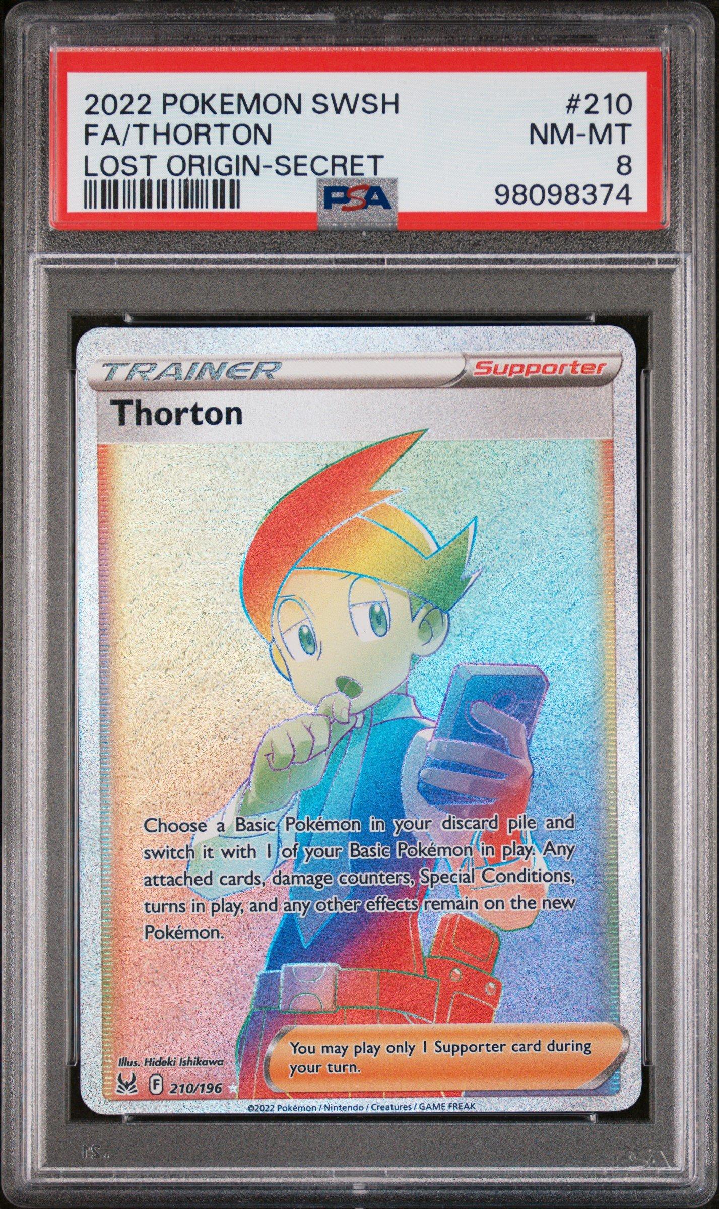 2022 Pokemon Sword & Shield Lost Origin 210 Full Art/thorton Secret PSA 8