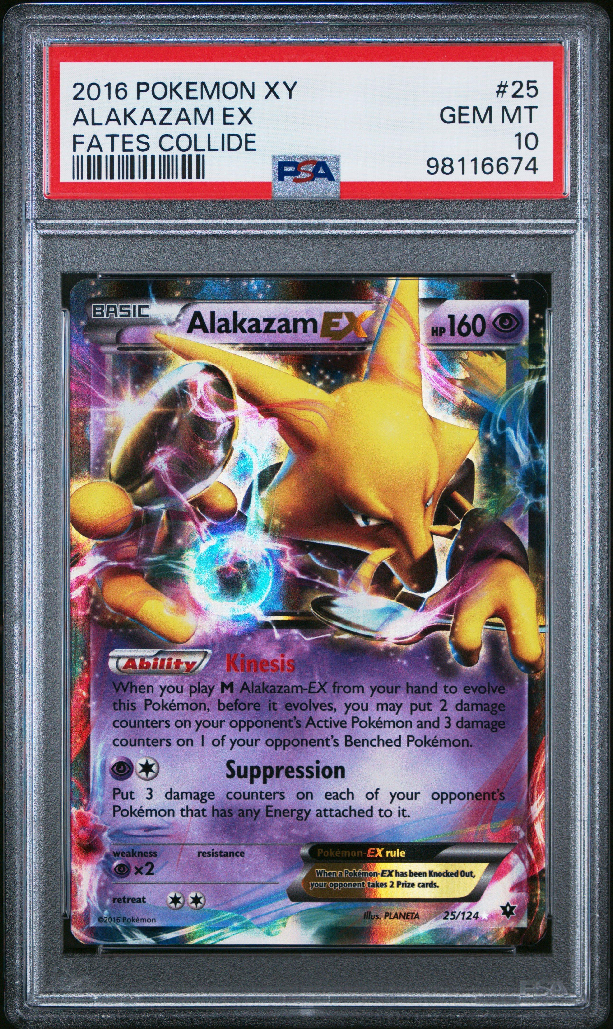 2016 Pokemon Xy Fates Collide 25 Alakazam Ex PSA 10 Graded Card