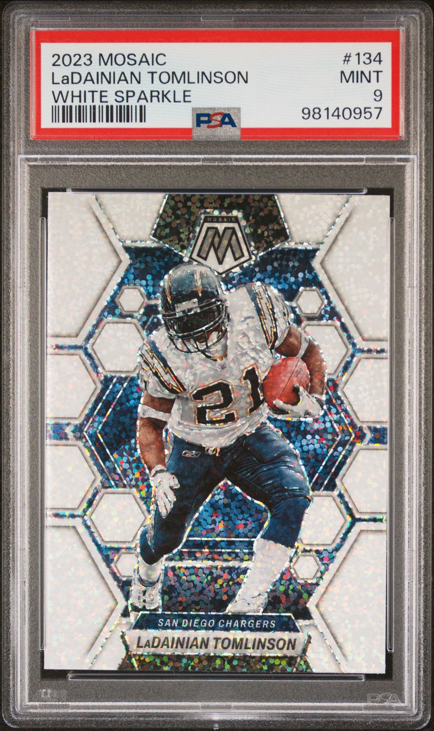 2023 Panini Mosaic 134 Ladainian Tomlinson White Sparkle PSA 9