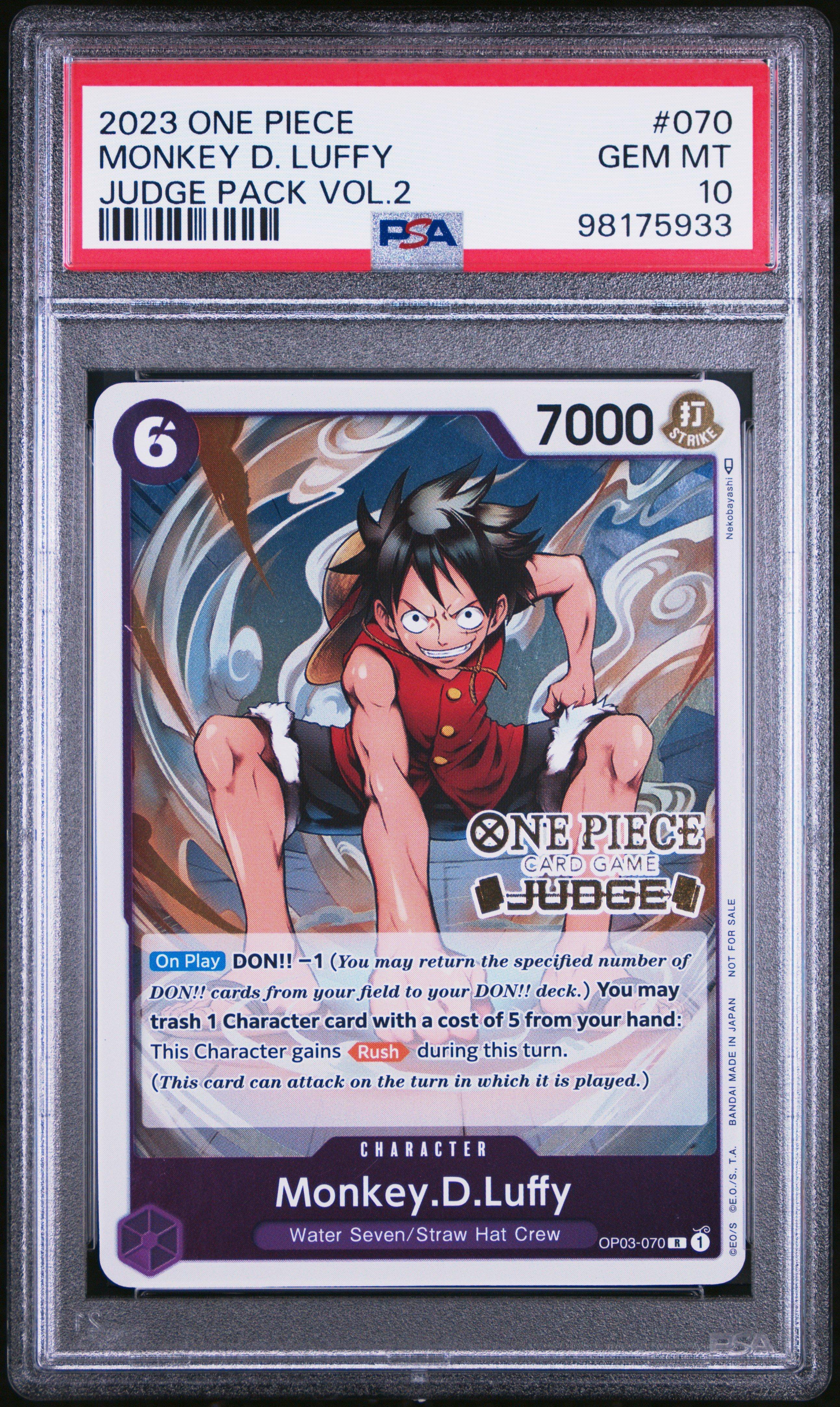 2023 One Piece Judge Pack Volume 2 070 Monkey D. Luffy PSA 10