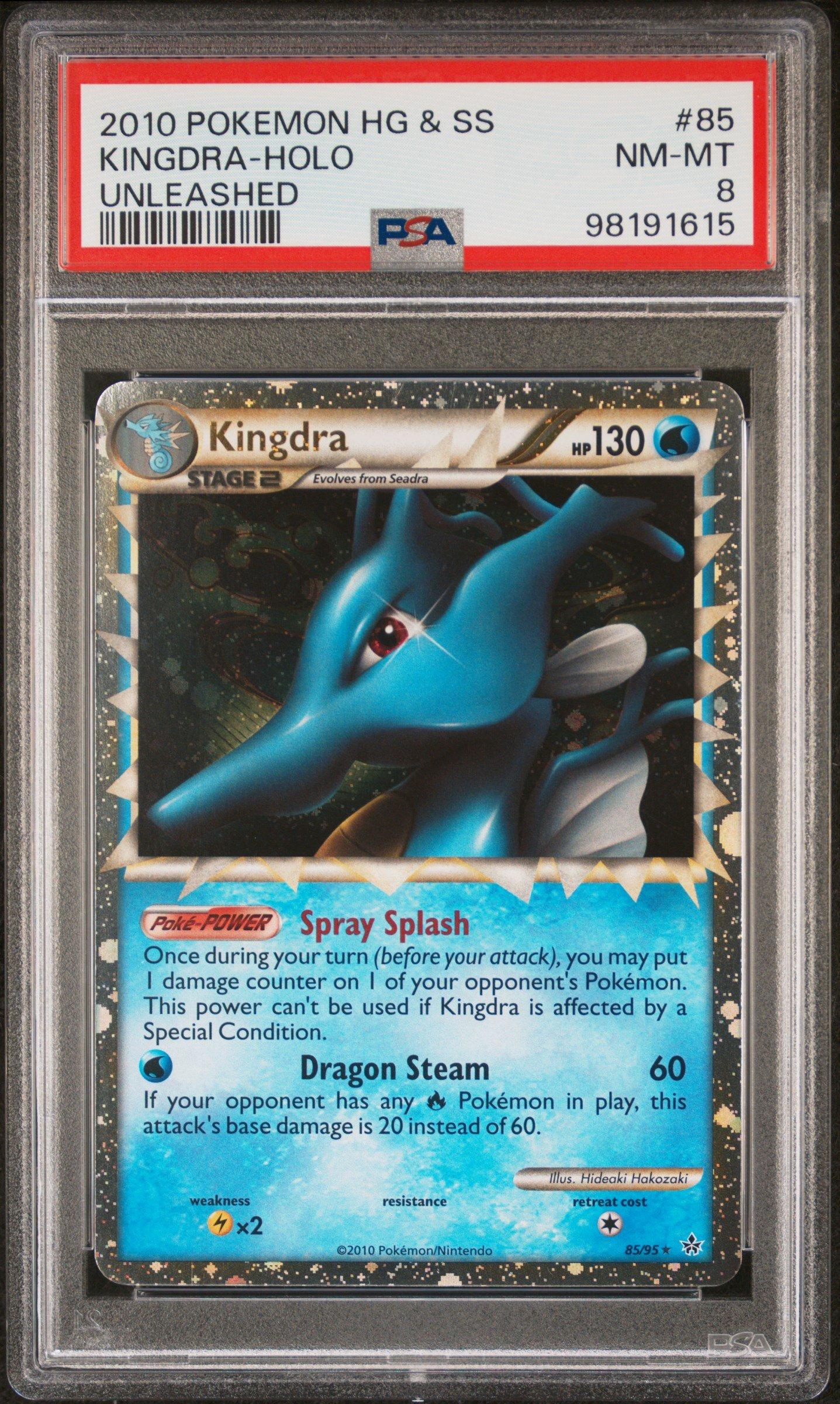 2010 Pokemon Heartgold & Soulsilver Unleashed 85 Kingdra-holo PSA 8