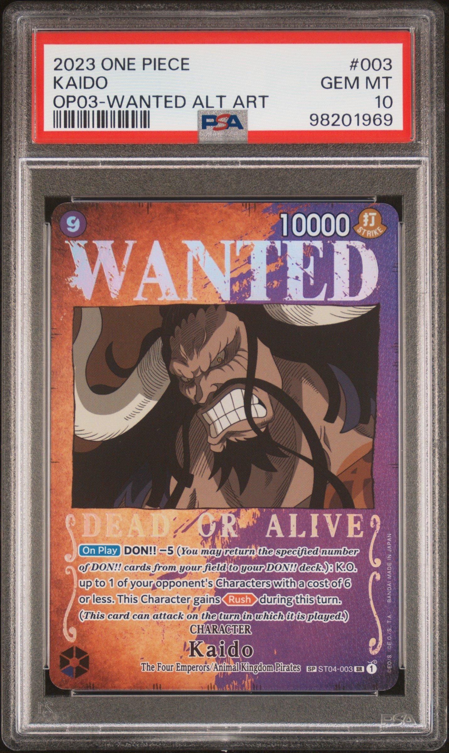2023 One Piece Op03-pillars Of Strength 003 Kaido Wanted Alternate Art PSA 10