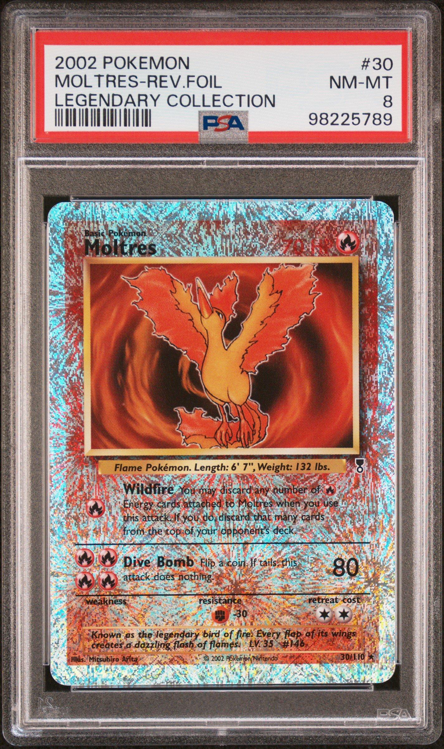 2002 Pokemon Legendary Collection 30 Moltres-reverse Foil PSA 8