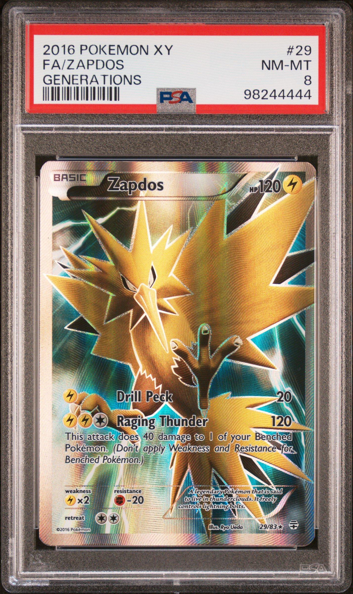 2016 Pokemon Xy Generations 29 Full Art/zapdos PSA 8 Graded Card