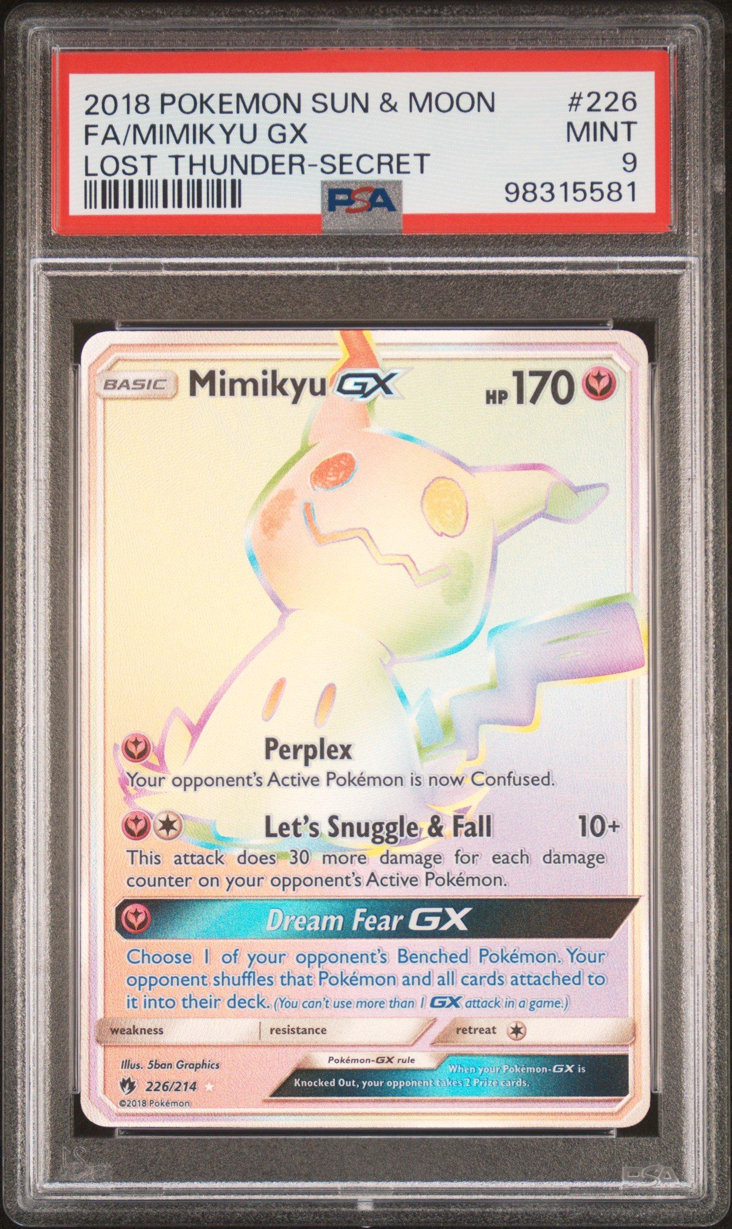 2018 Pokemon Sun & Moon Lost Thunder 226 Full Art/mimikyu Gx Secret PSA 9  Graded Card | GameStop
