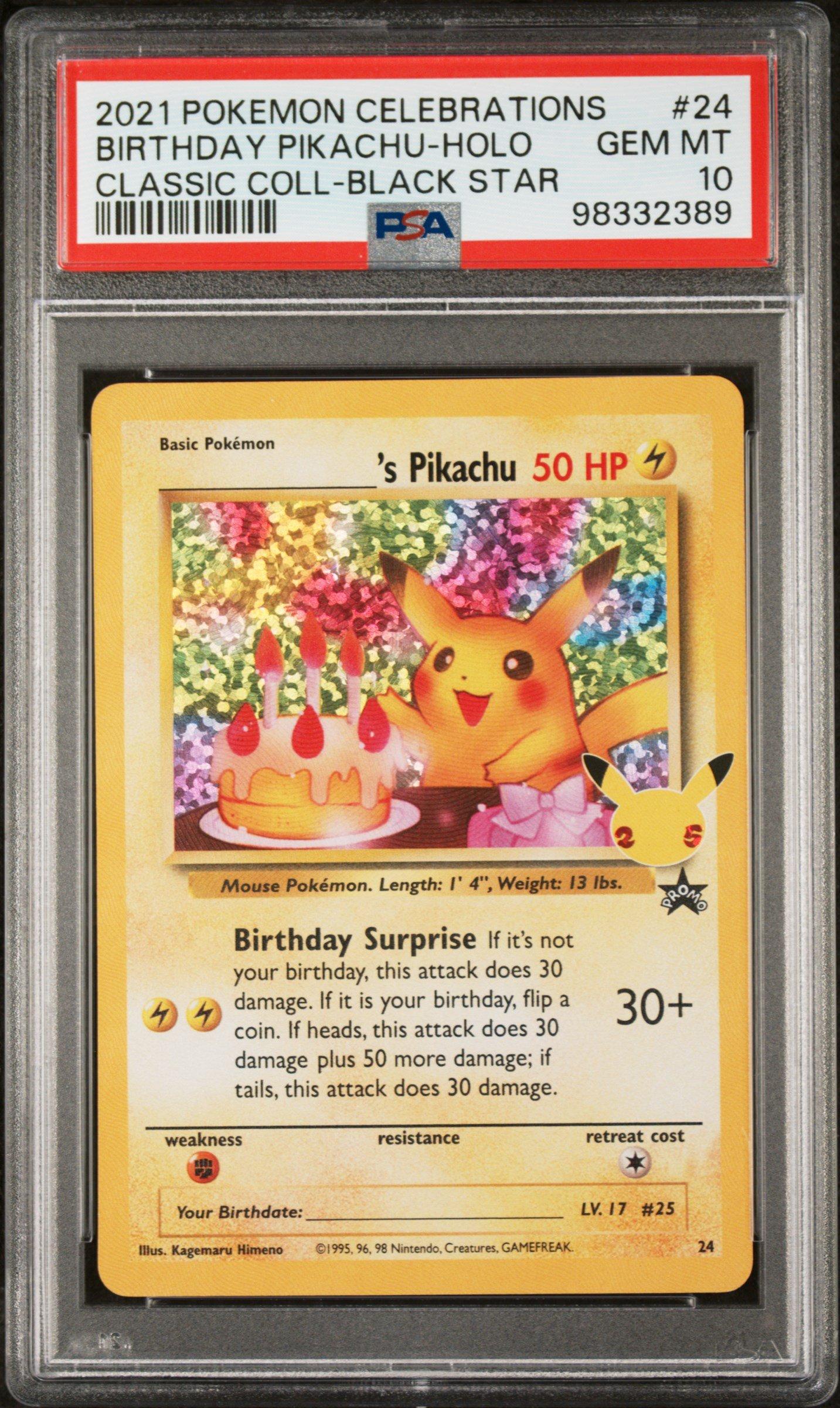 2021 Pokémon Birthday Pikachu-Holo PSA10 2021 Pokemon Celebrations Classic Collection 24 Birthday Pikachu