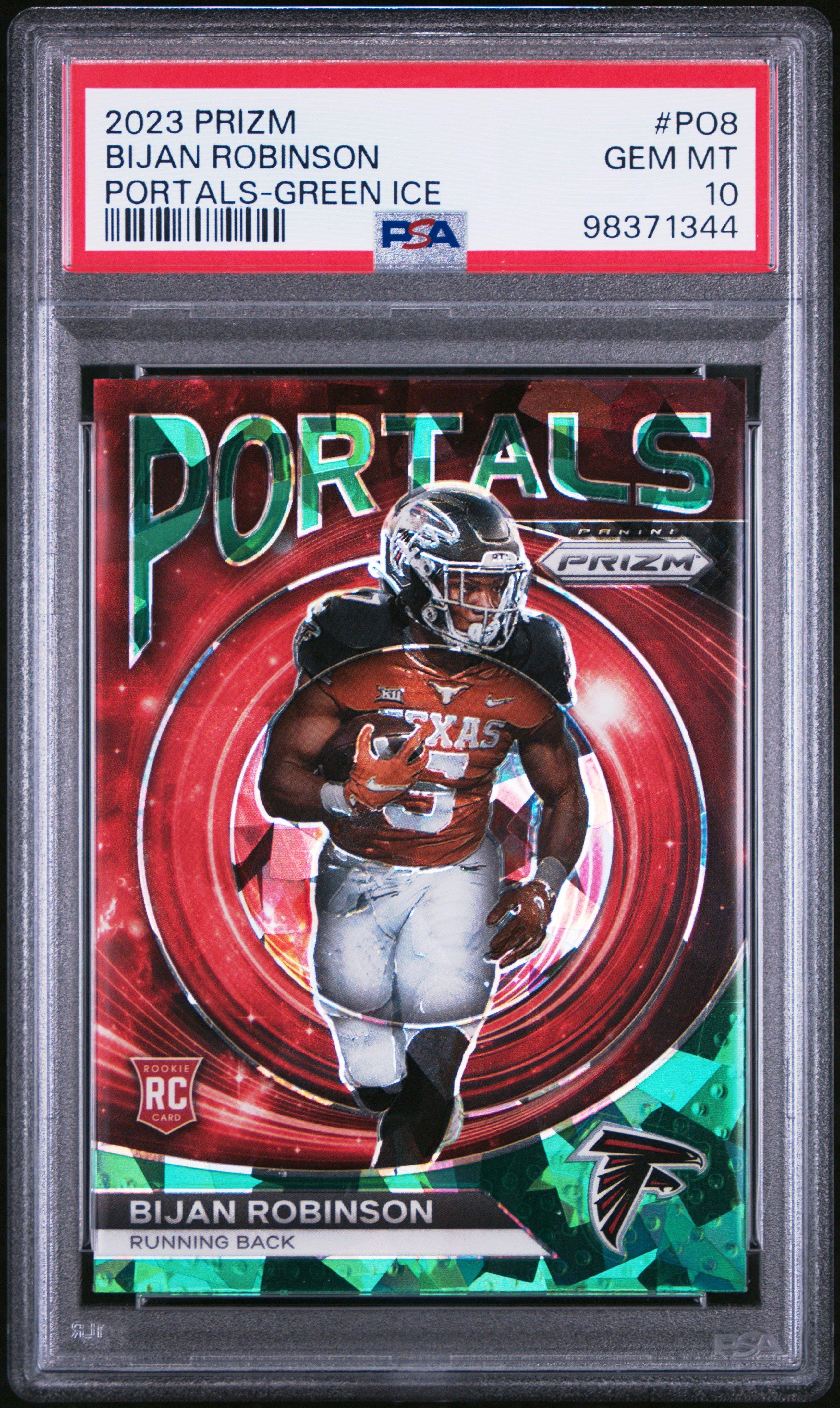 2023 Panini Prizm Portals Po8 Bijan Robinson Green Ice PSA 10