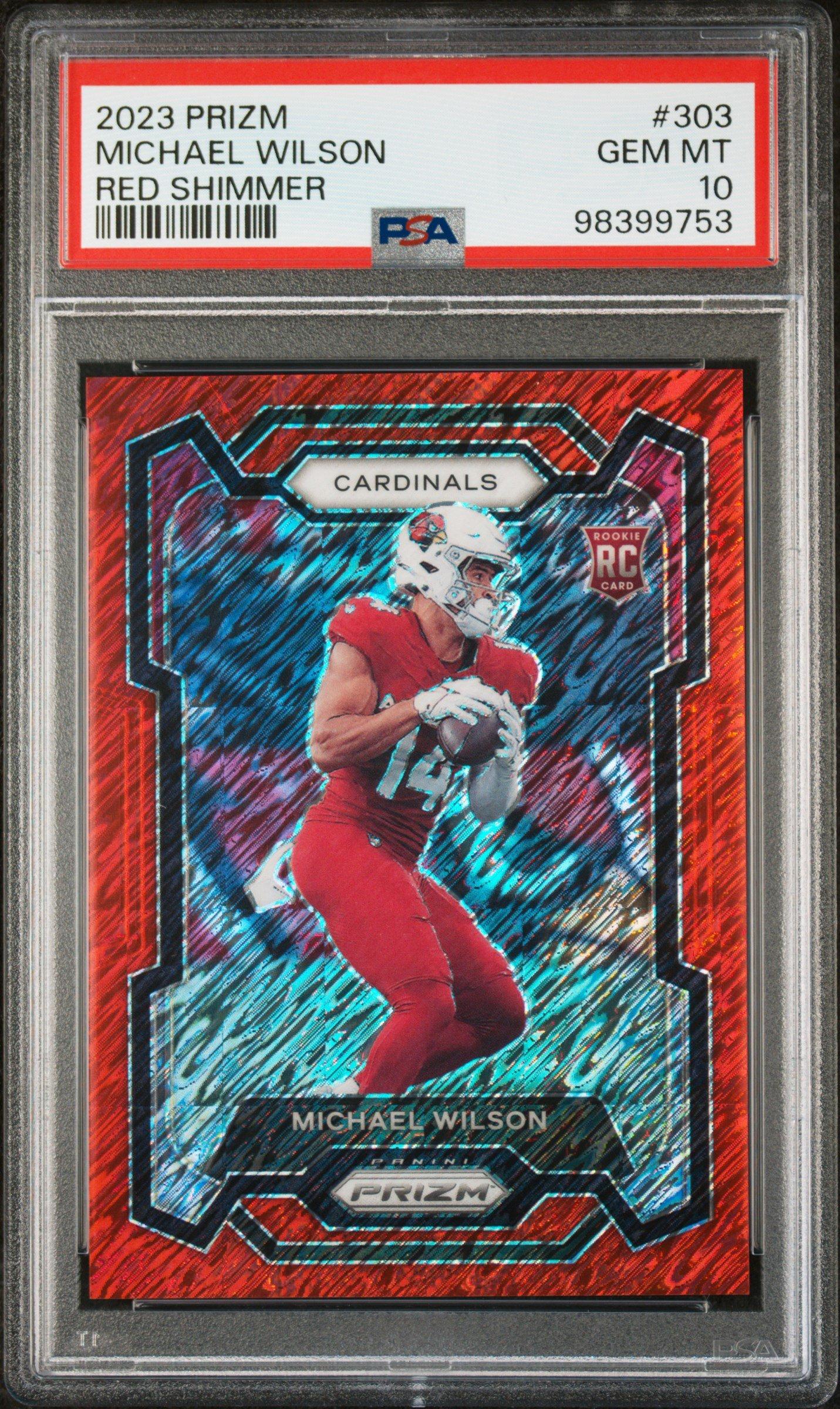 2023 Panini Prizm 303 Michael Wilson Red Shimmer PSA 10