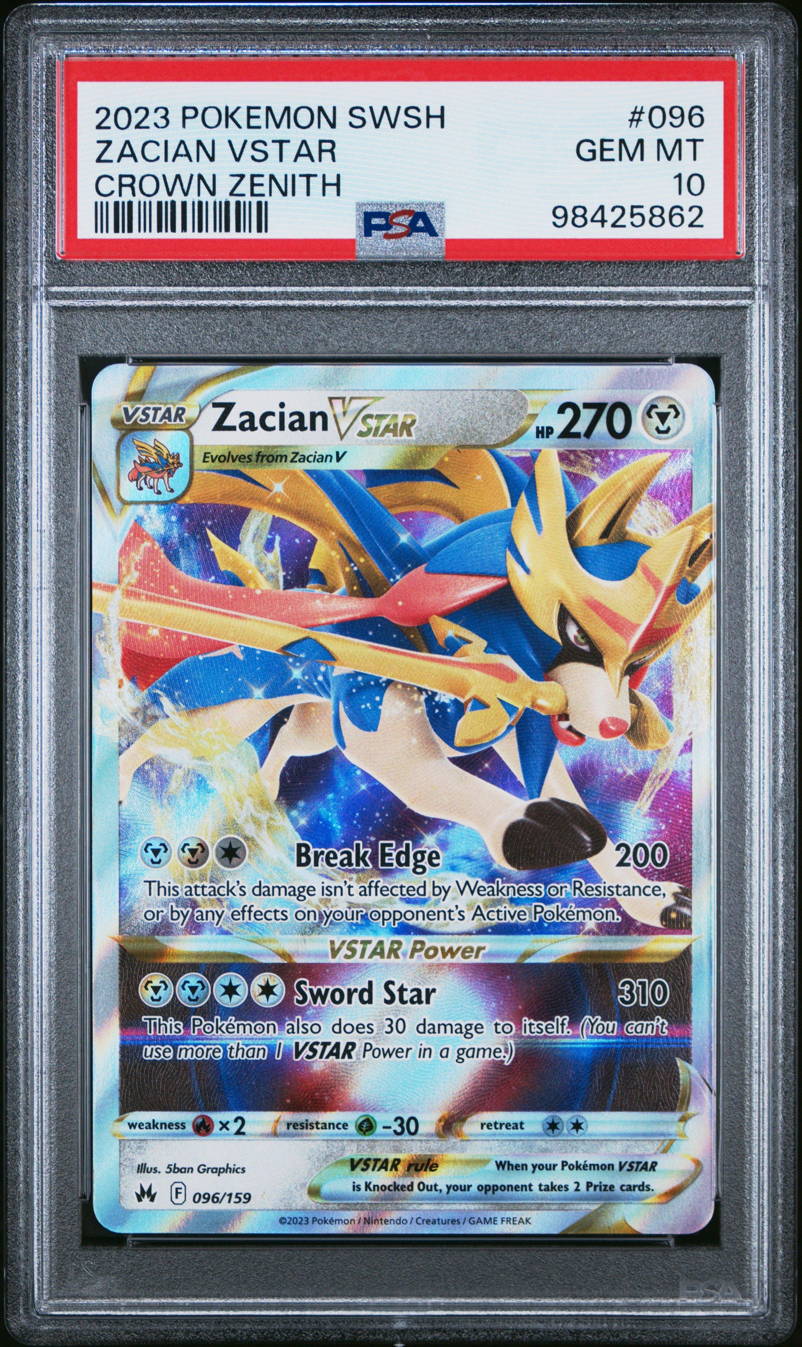 2023 Pokemon Sword And Shield Crown Zenith 096 Zacian Vstar PSA 10