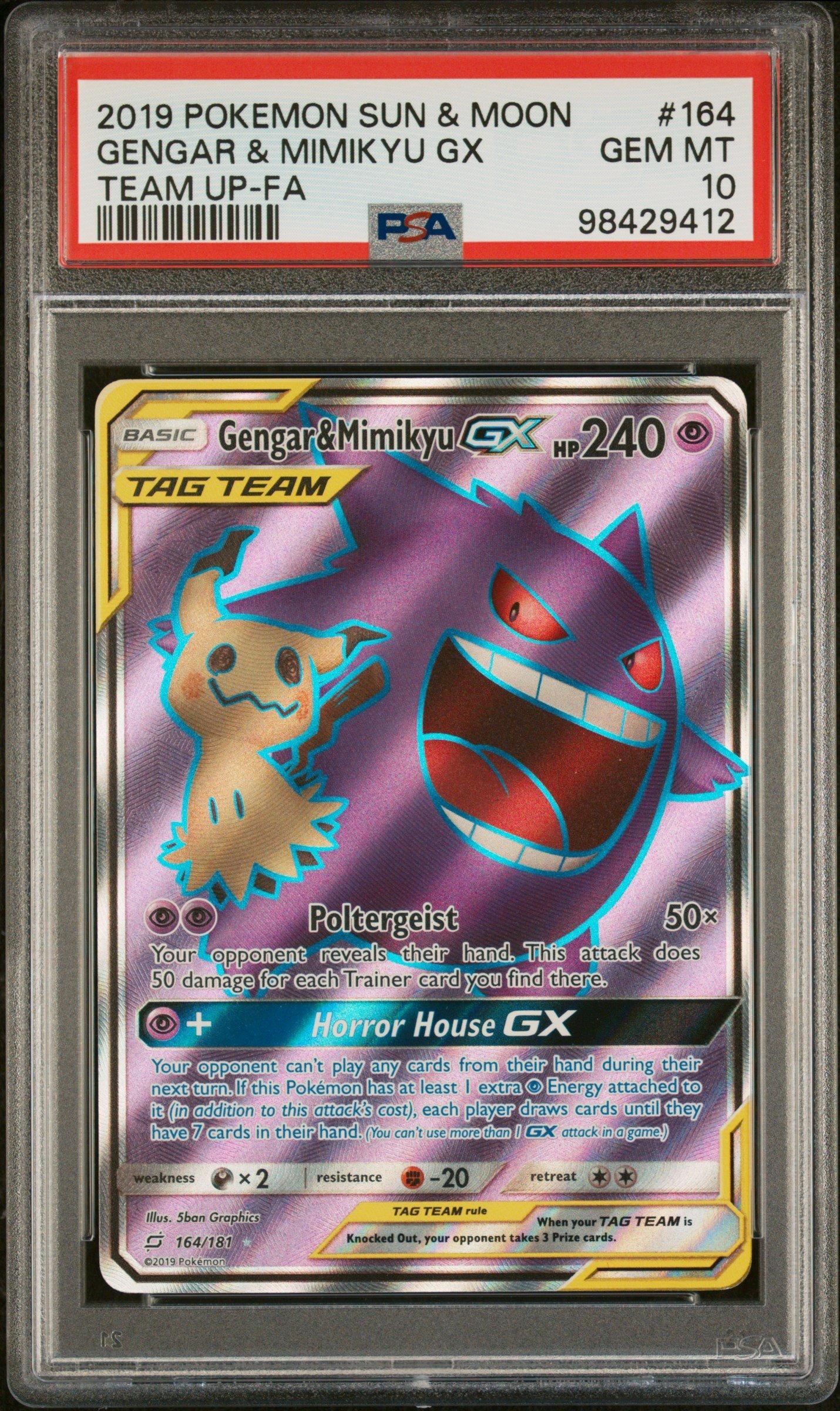 2019 Pokemon Sun & Moon Team Up 164 Full Art/gengar & Mimikyu Gx