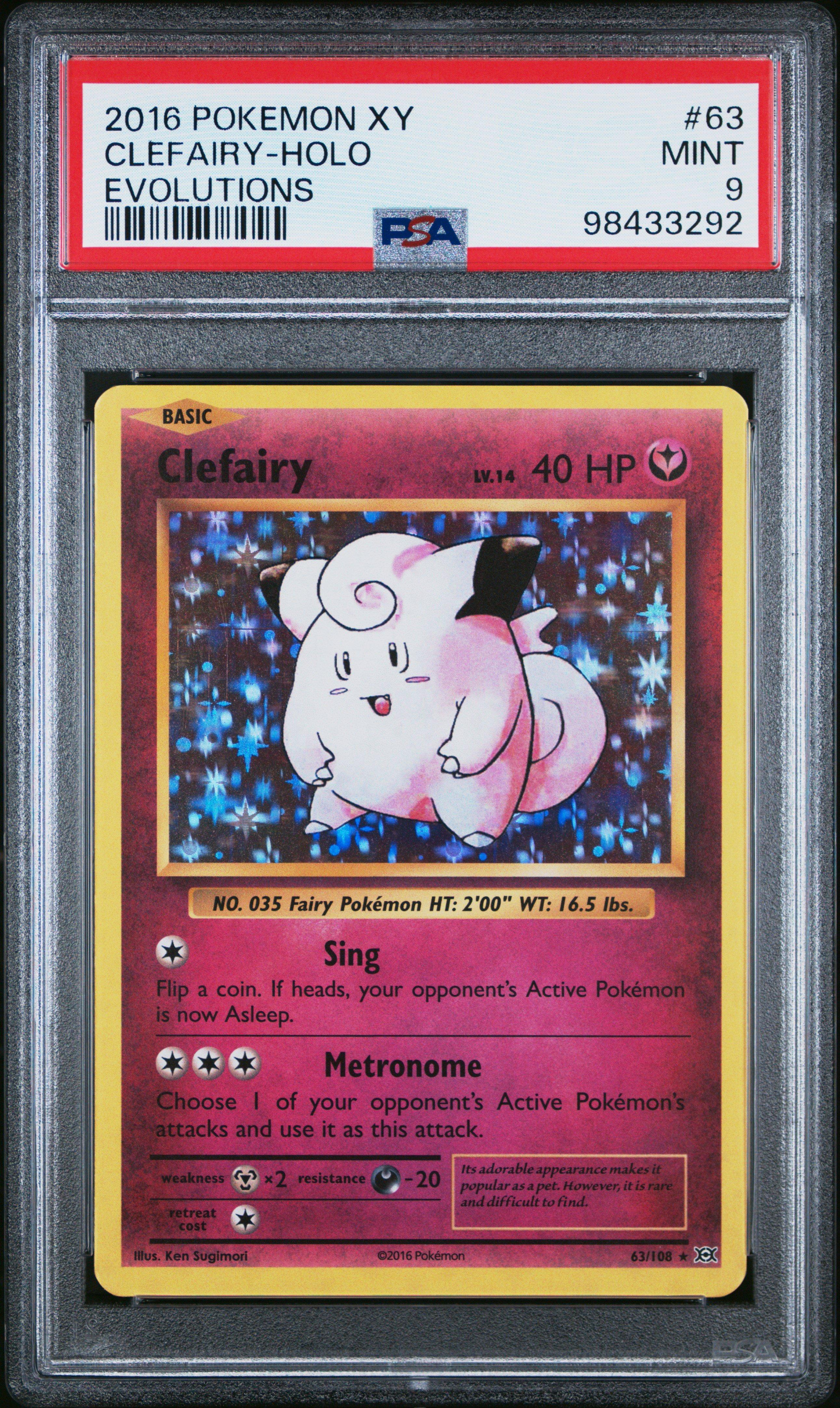 イラストリアス　psa10 2016 Pokemon Xy Evolutions 63 Clefairy-holo PSA 9 Graded Card