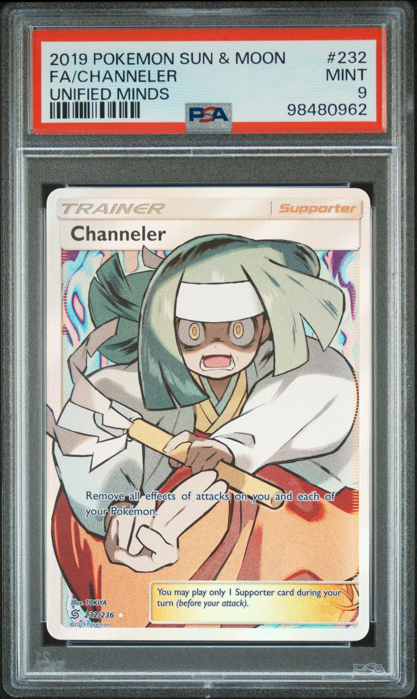2019 Pokemon Sun & Moon Unified Minds 232 Full Art/channeler PSA 9