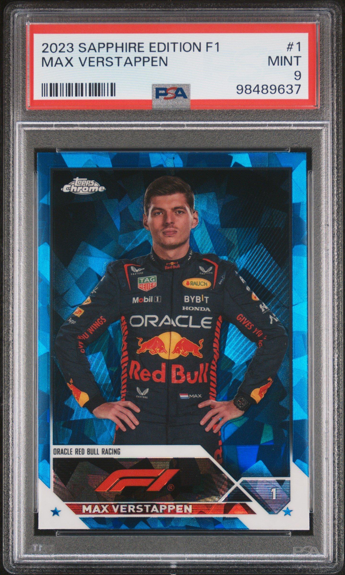 2023 Topps Chrome Formula 1 Sapphire Edition 1 Max Verstappen PSA 9