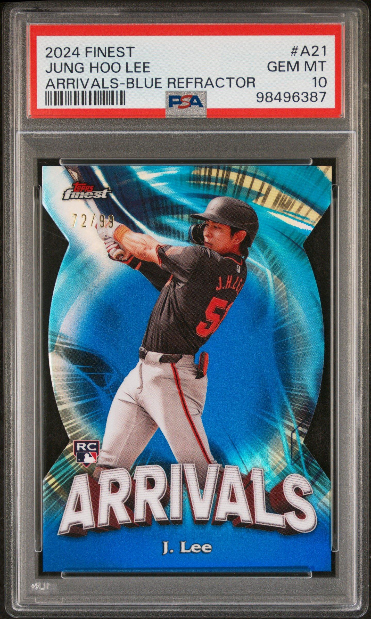 2024 Topps Finest Arrivals A21 Jung Hoo Lee Blue Refractor PSA 10