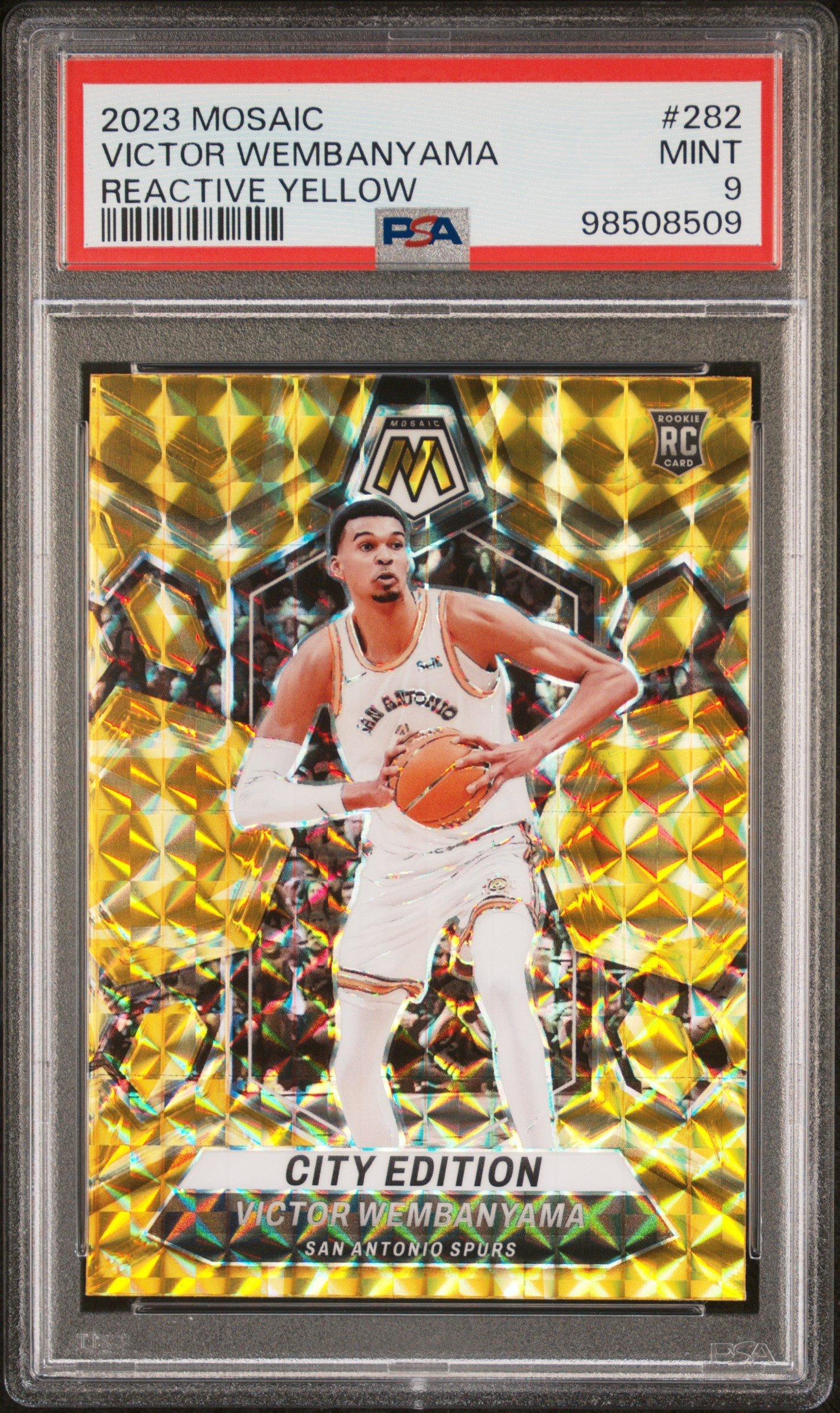 2023 Panini Mosaic 282 Victor Wembanyama Reactive Yellow PSA 9