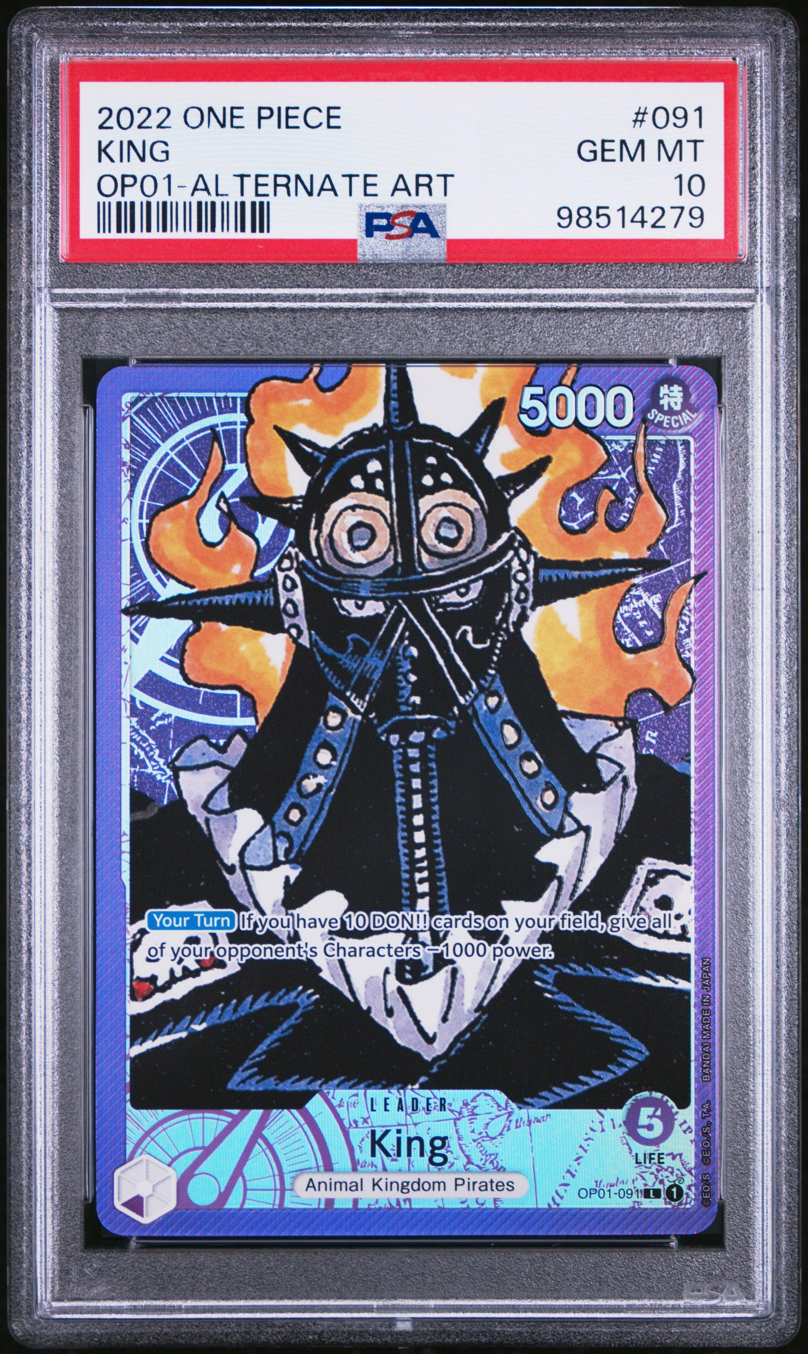 2022 One Piece Op01-romance Dawn 091 King Alternate Art PSA 10