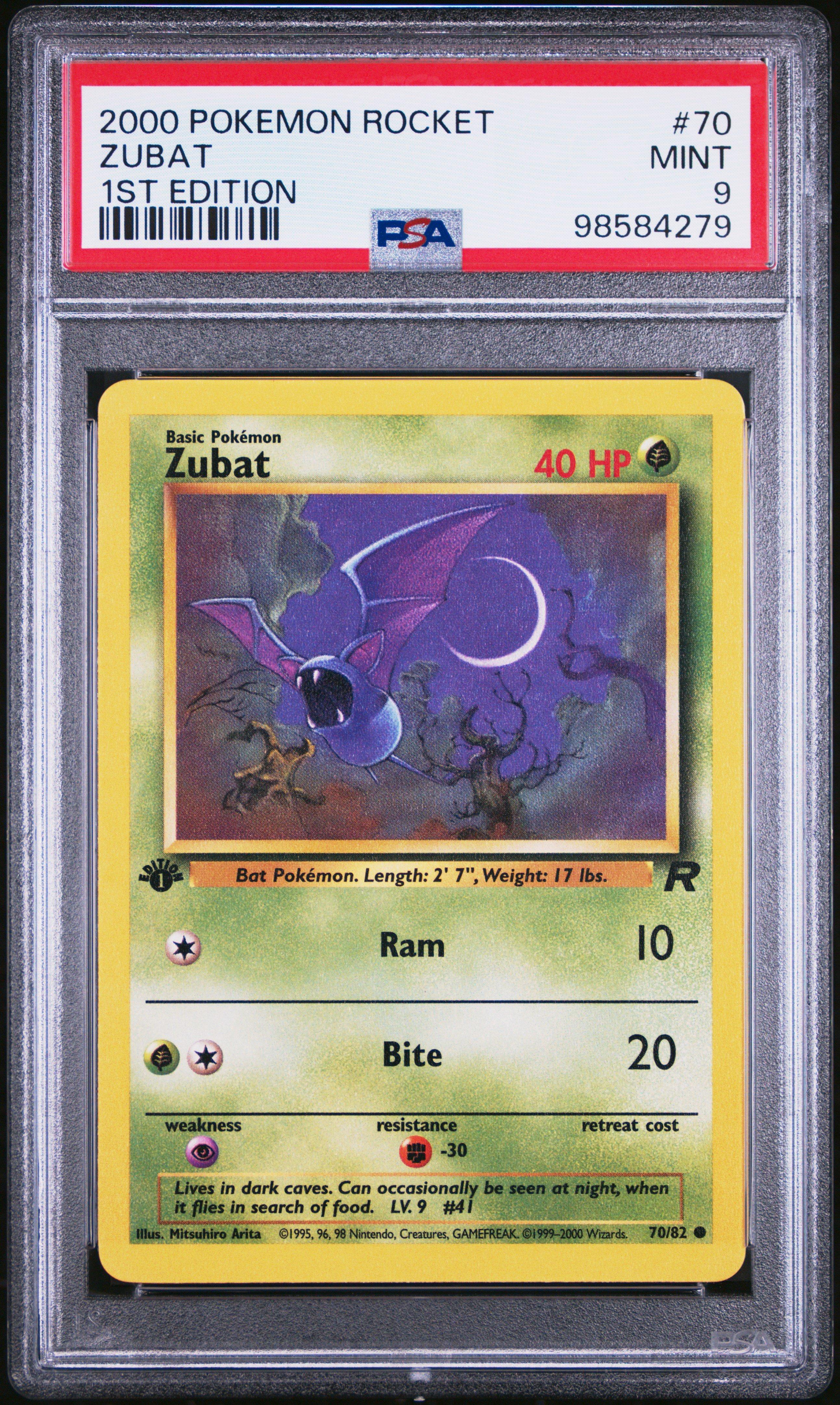 2000 Pokemon Rocket 70 Zubat 1st Edition PSA 9 Graded Card | GameStop