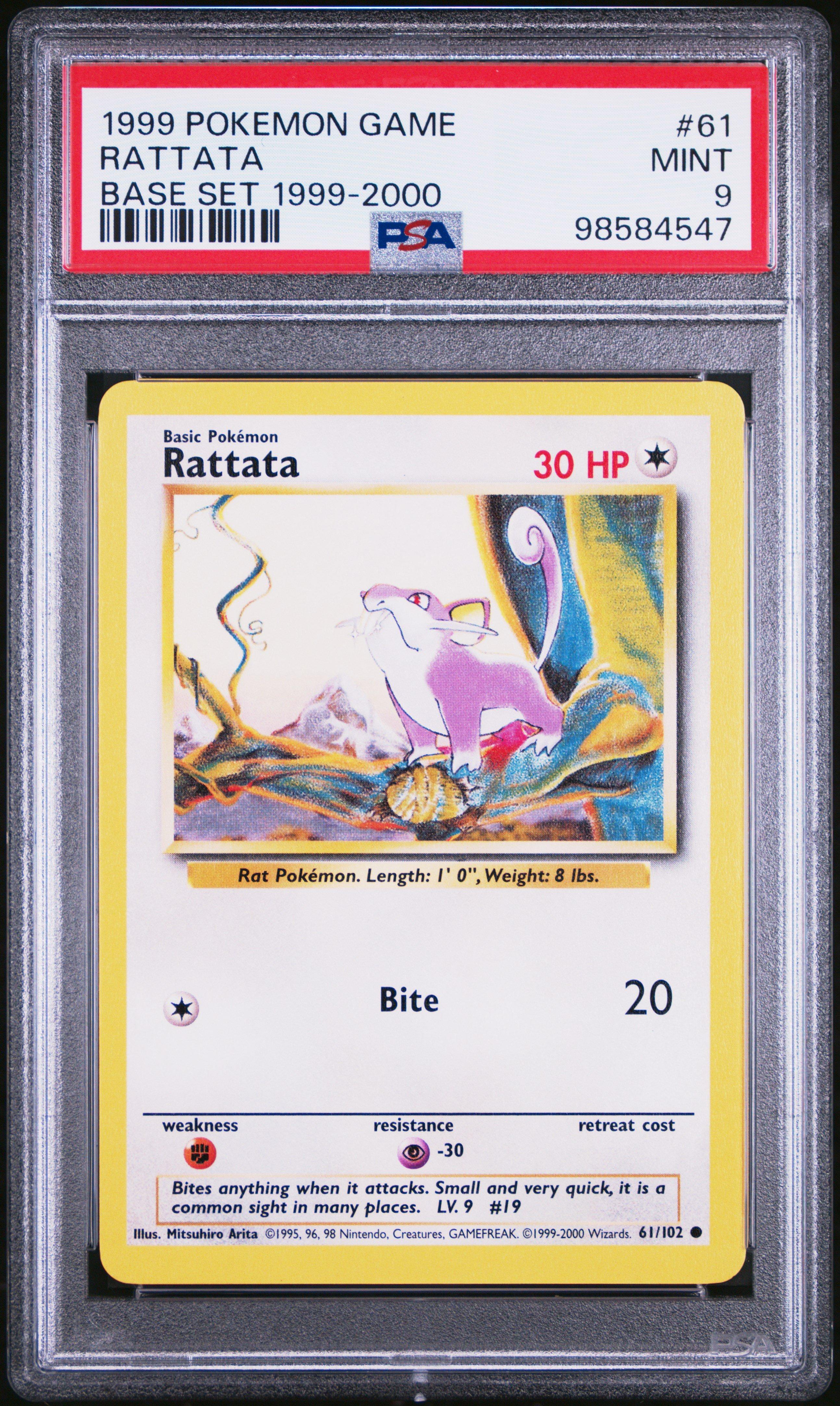 1999 Pokemon Game 61 Rattata Base Set 1999-2000 PSA