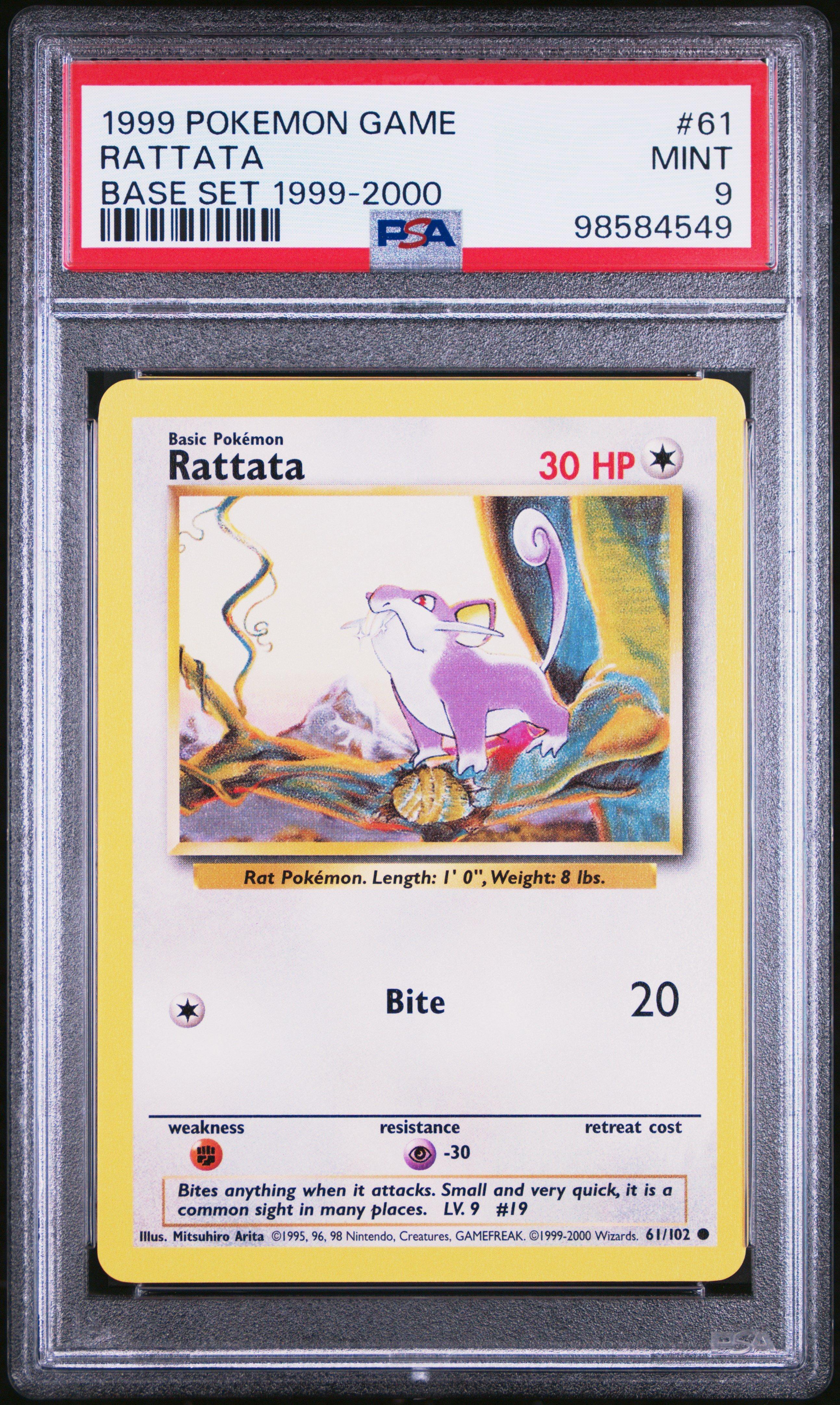 1999 Pokemon Game 61 Rattata Base Set 1999-2000 PSA