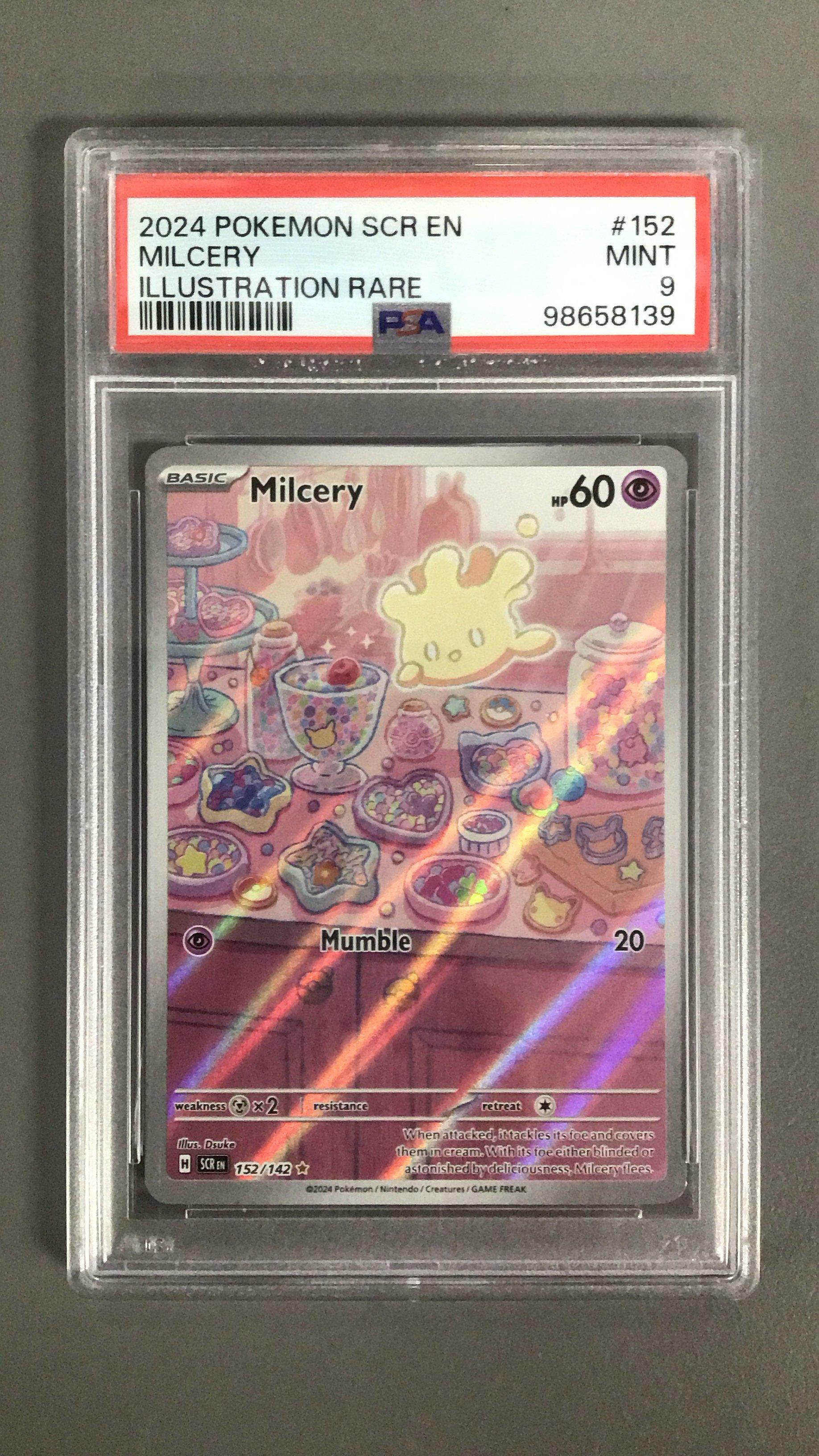 2024 Pokemon Scr En-stellar Crown 152 Milcery Illustration Rare PSA 9