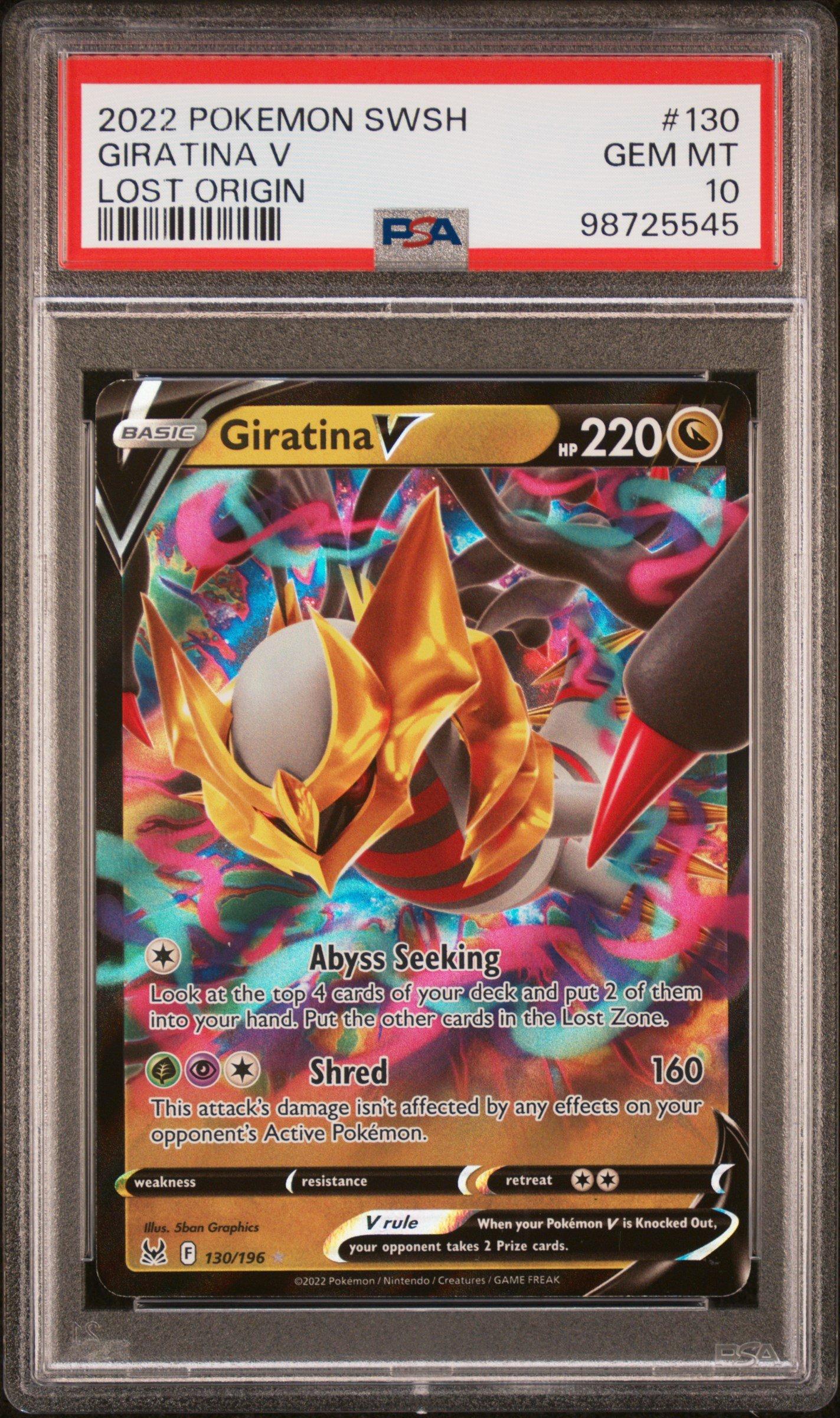 2022 Pokemon Sword & Shield Lost Origin 130 Giratina V PSA 10