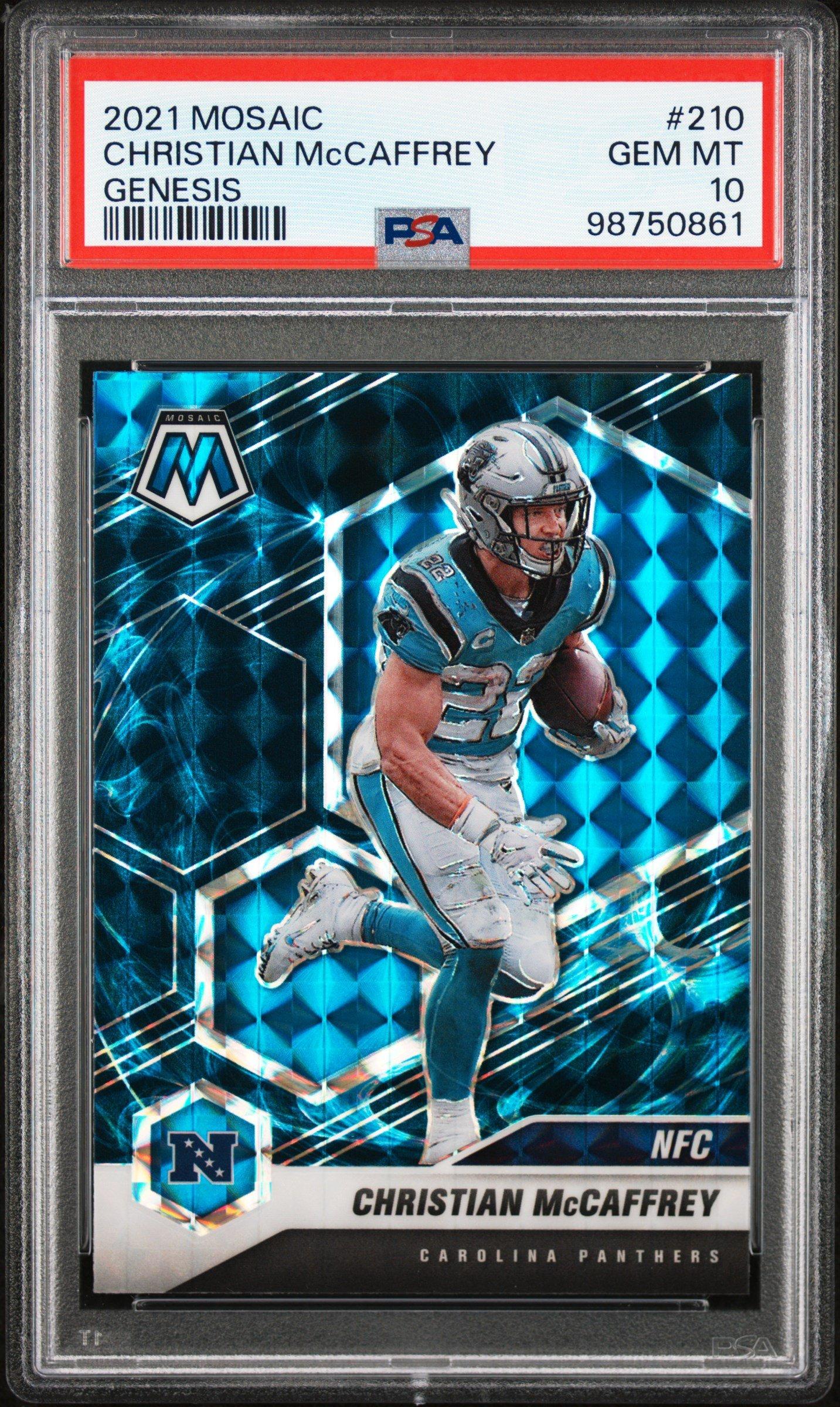 2021 Panini Mosaic 210 Christian Mccaffrey Genesis PSA 10 Graded