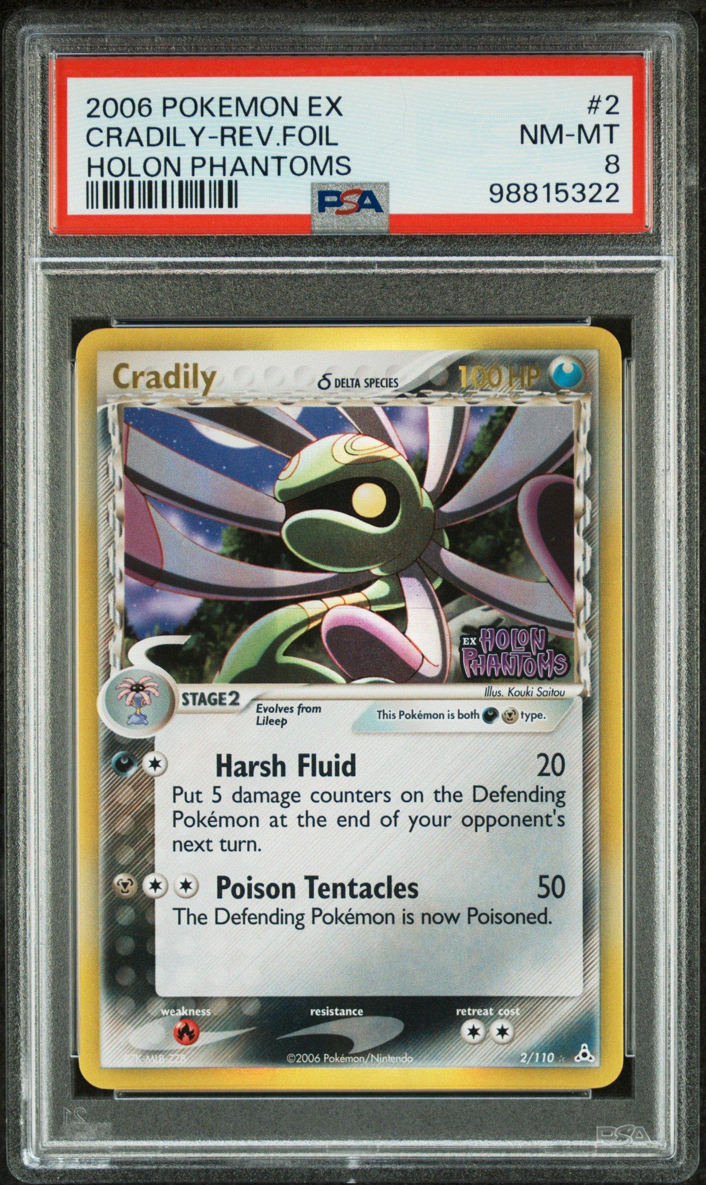 2006 Pokemon Ex Holon Phantoms 2 Cradily-reverse Foil PSA 8 Graded